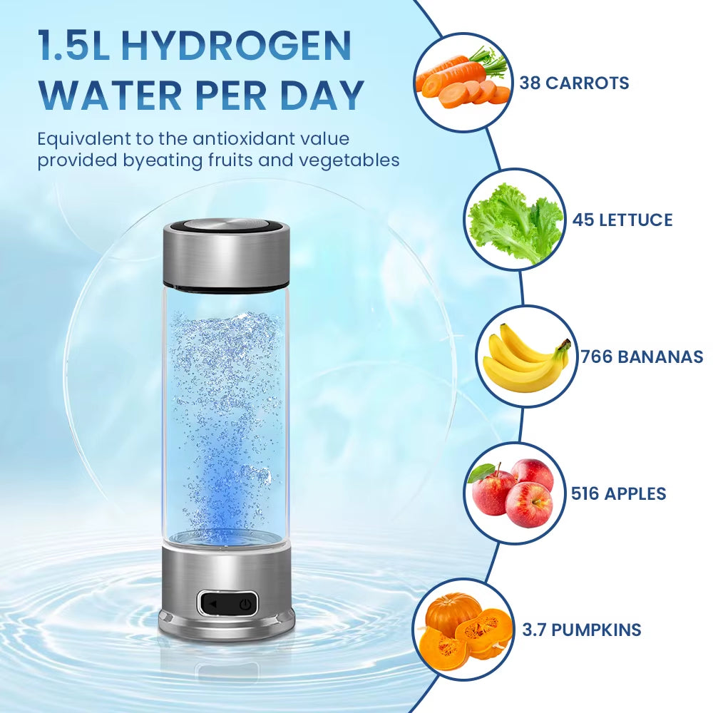 Factory Price Hydrogen Water Bottle Glass 400Ml New Design Cawolo Portable H2 Rich Water Bottle Hydrogen Water Machine Generator