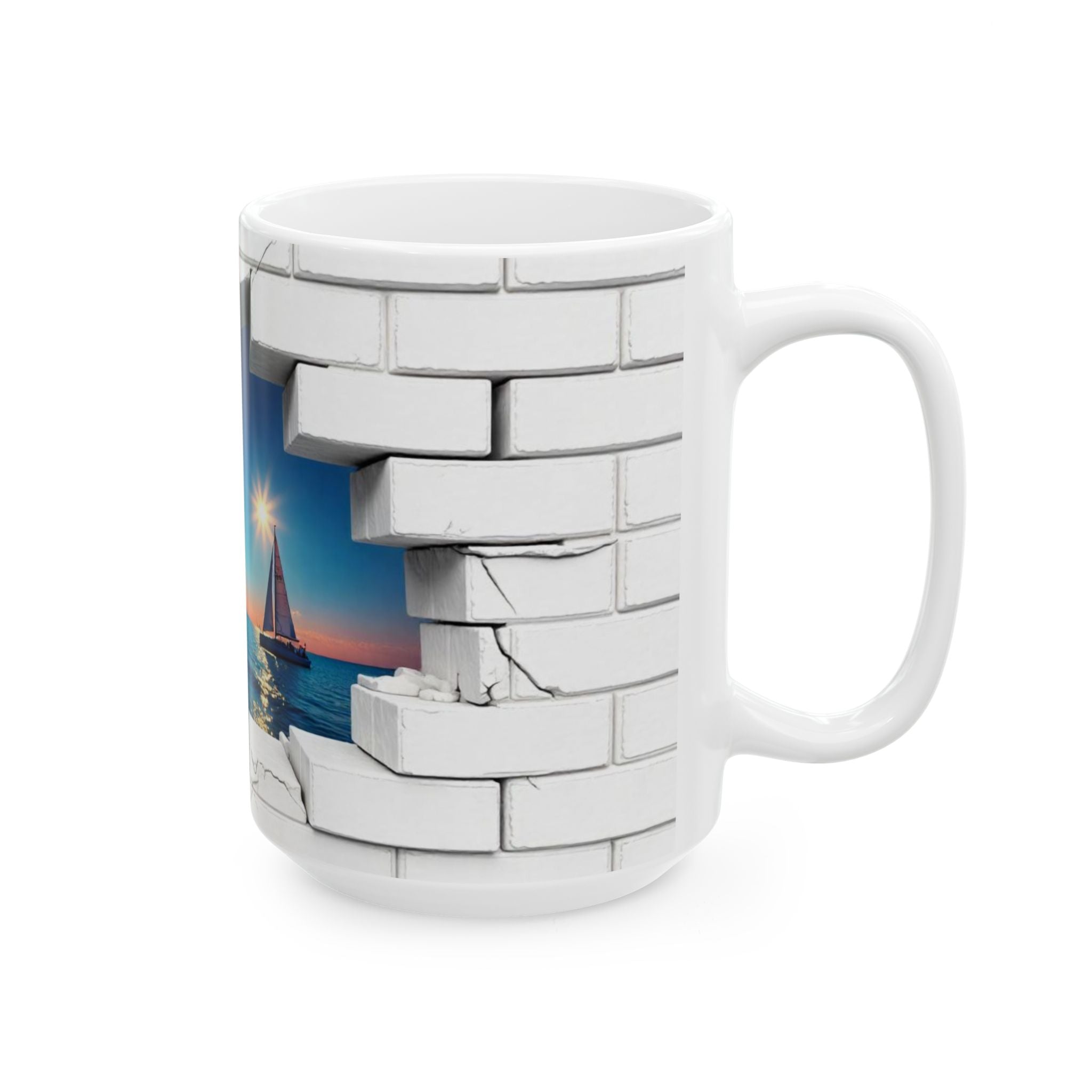 Sailing Sunset Ceramic Mug, Beach Lover Gift, Ocean-Themed Coffee Cup, Relaxing Vibes, Home & Office Décor