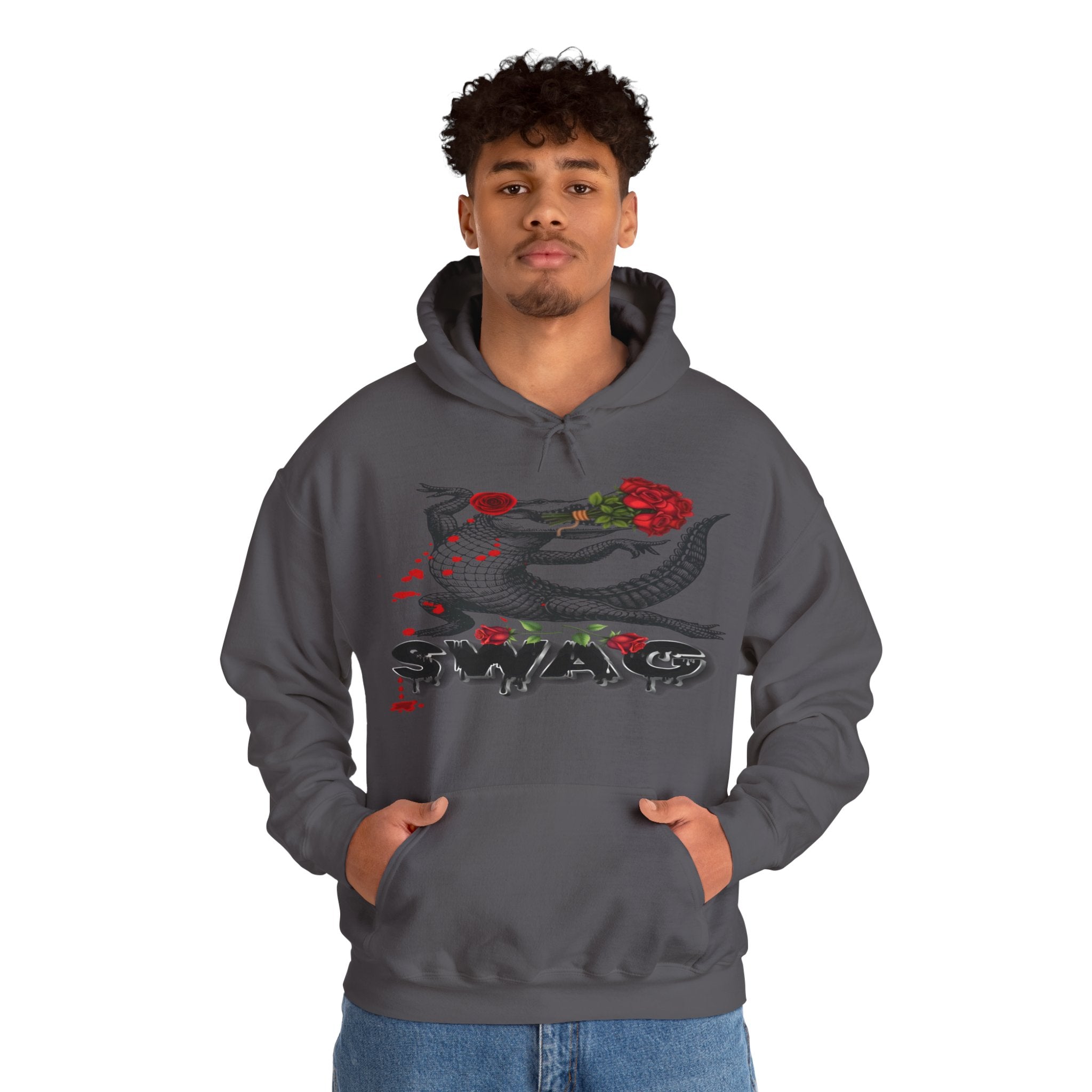 Swag Gator Floral Graphic Unisex Hooded Sweatshirt, Stylish Trend, Swag Wear, Everyday Wear