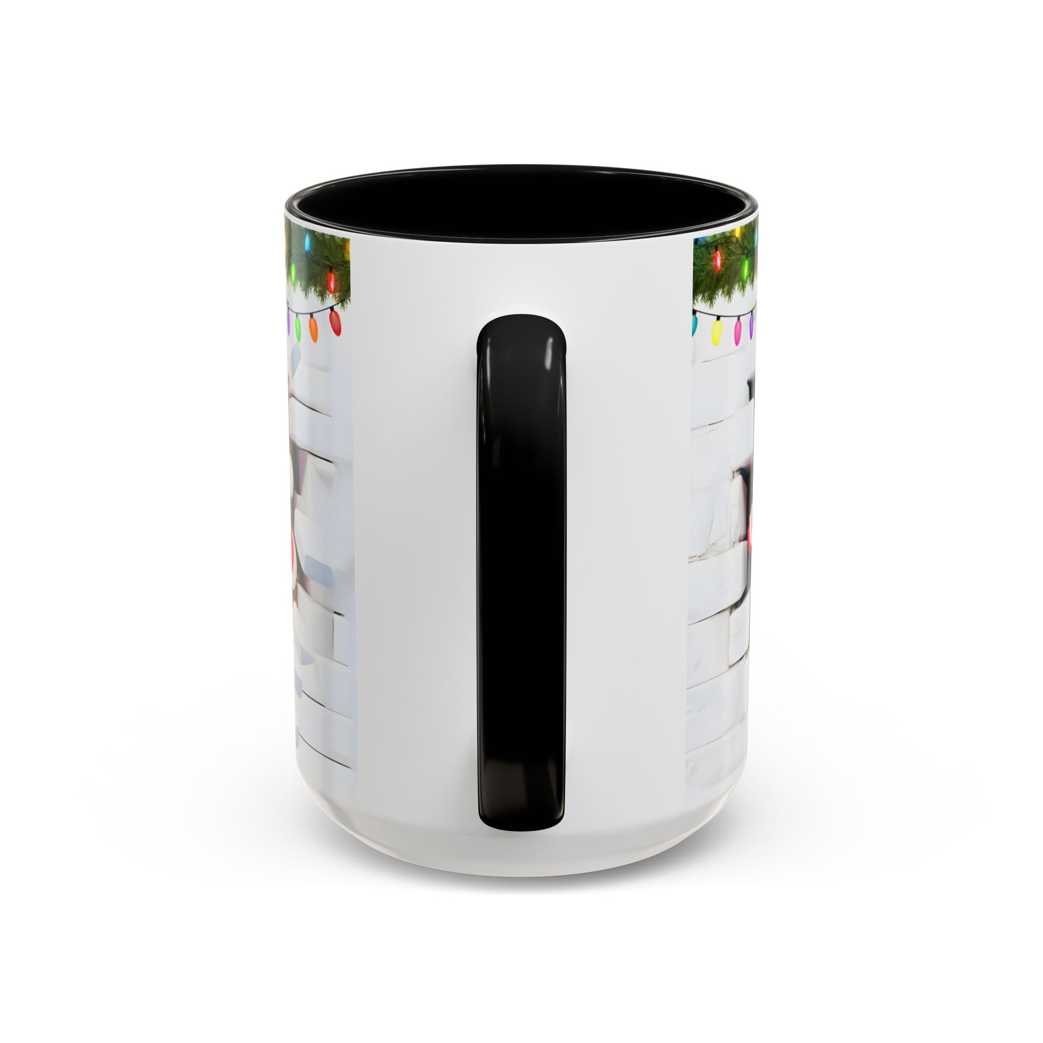 Christmas Santa Accent Coffee Mug — Festive Lights & Jolly Santa Holiday Gift (15oz)