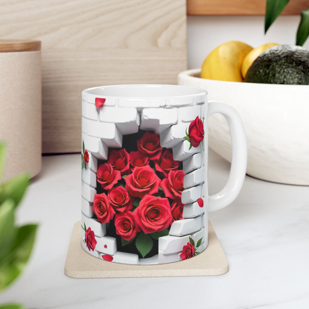 Romantic Rose Ceramic Mug, Floral Coffee Cup, Gift for Her, Home Decor, Valentine's Day, Mother's Day, Tea Lover's Mug