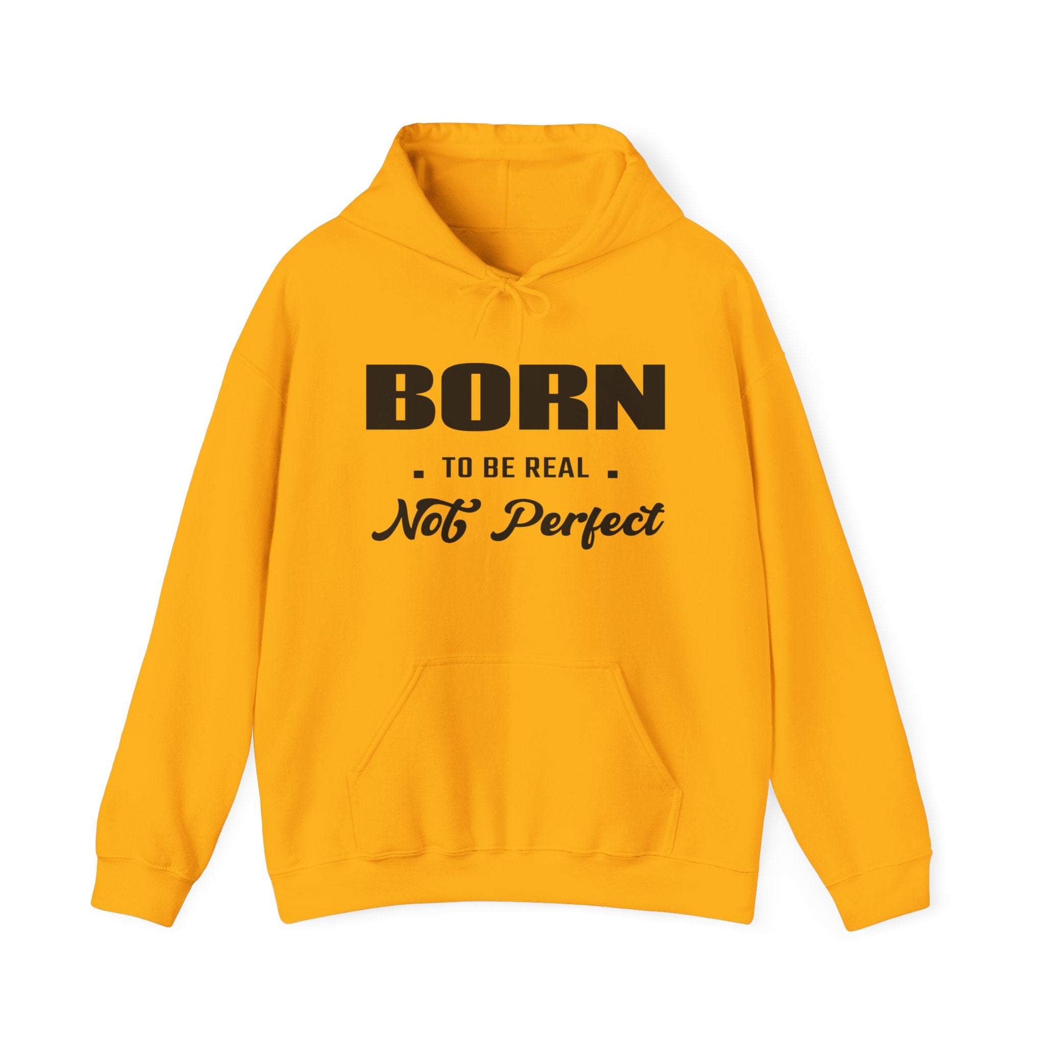 Born Real, Not Perfect, Cozy Unisex Heavy Blend Hooded Sweatshirt – White