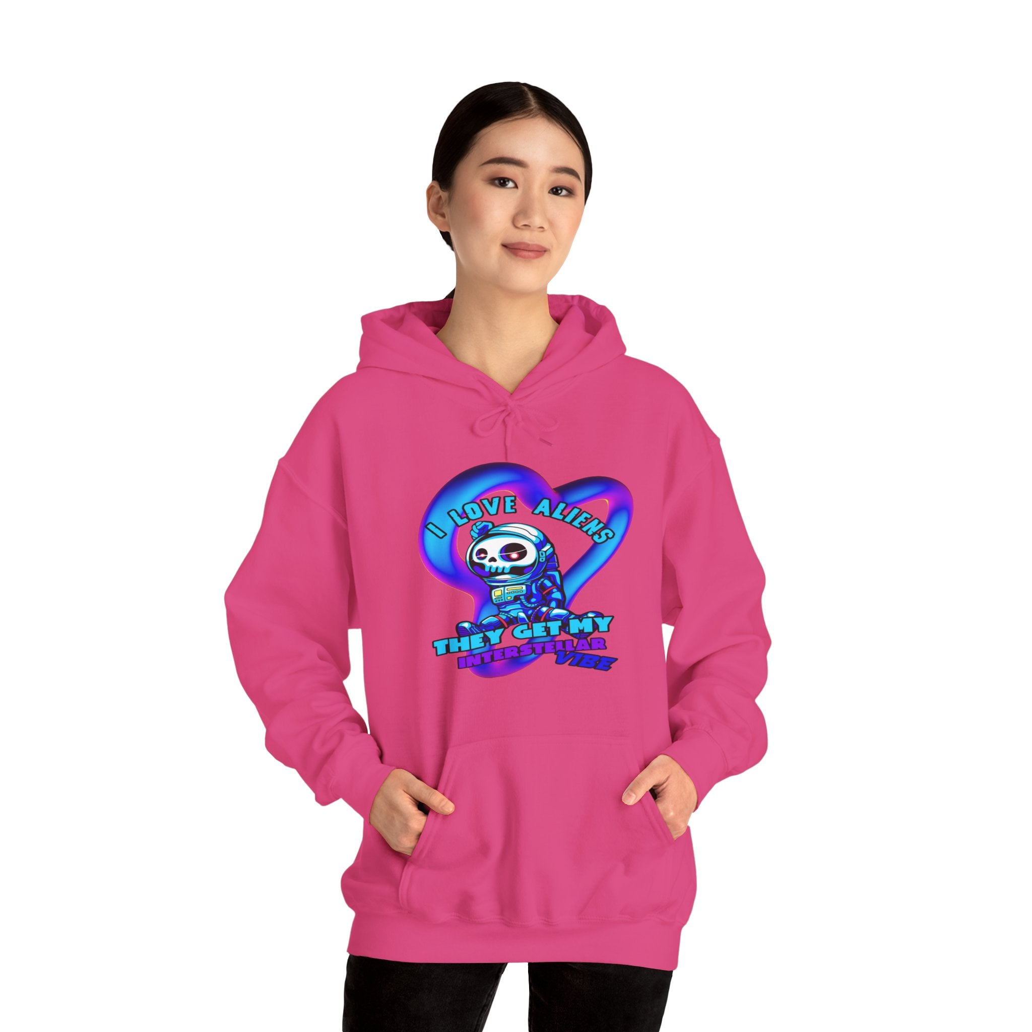 "I Love Aliens Vibes" Vibrant Graphic Astronaut Hoodie: Unisex Heavy Blend™ Sweatshirt for Cozy Relaxation, Gift for Friends, Cool Casual Wear, Layering Essential, [...]