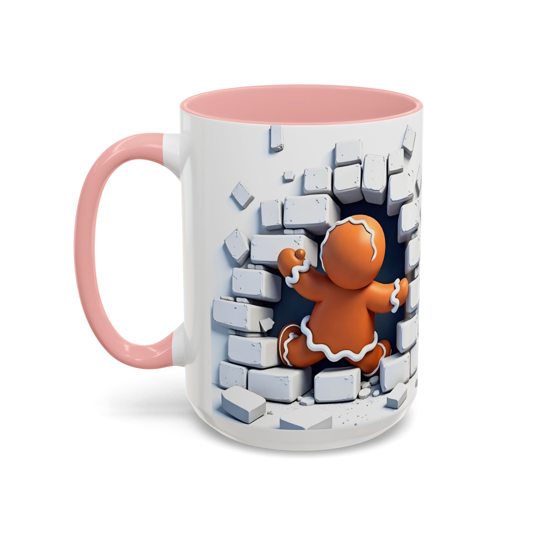 Gingerbread Brick Wall Breaker Mug — Cute Holiday Coffee Cup (15oz)