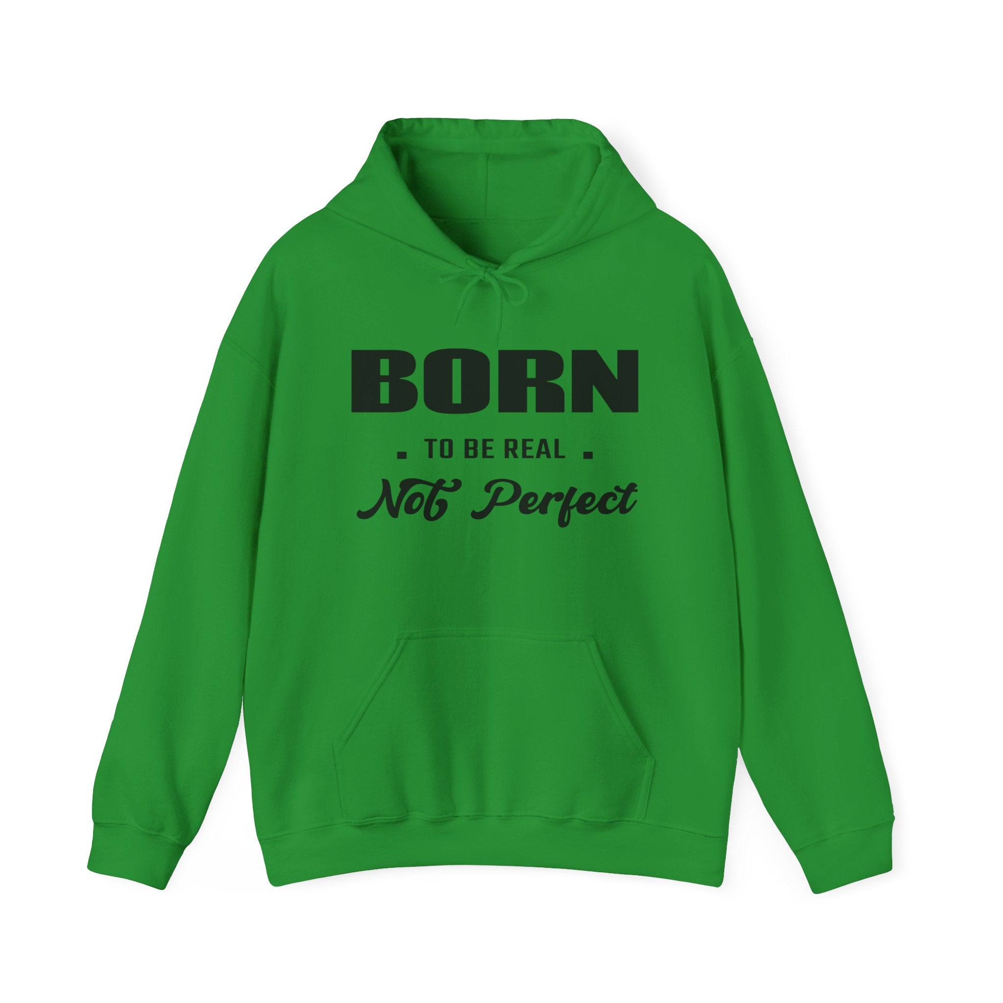 Born Real, Not Perfect, Cozy Unisex Heavy Blend Hooded Sweatshirt – White