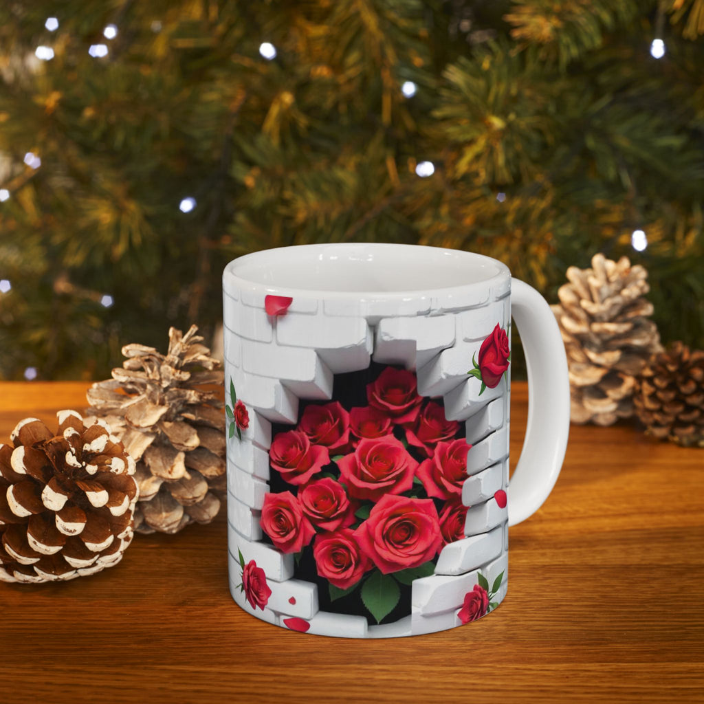 Romantic Rose Ceramic Mug, Floral Coffee Cup, Gift for Her, Home Decor, Valentine's Day, Mother's Day, Tea Lover's Mug