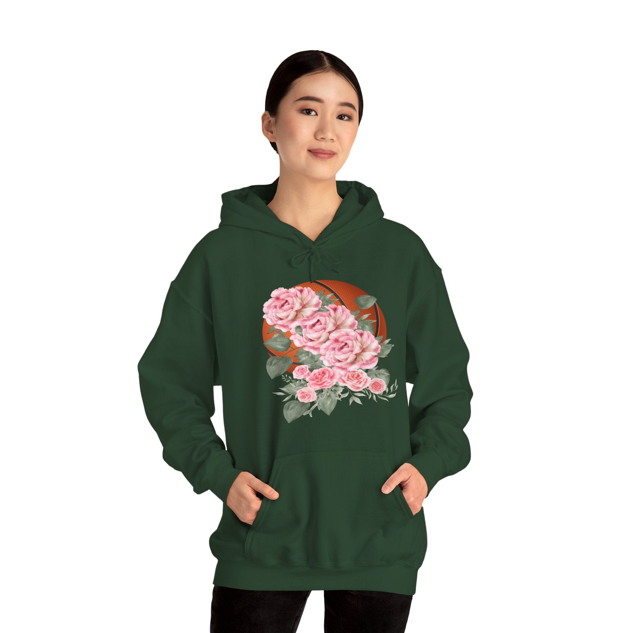 Basketball Floral Vintage Unisex Cozy Hooded Sweatshirt, Gift for Basketball Lovers