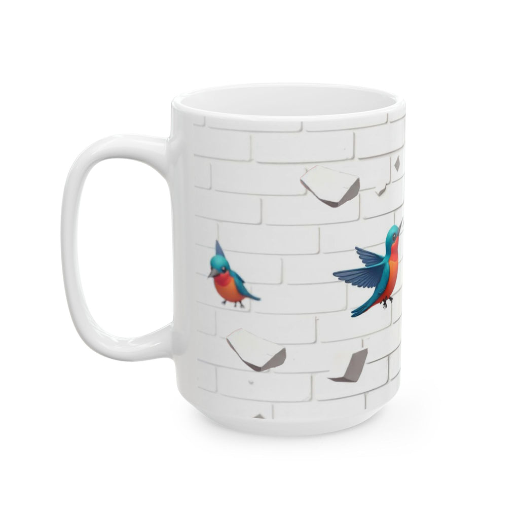 Colorful Kingfisher Ceramic Mug - Whimsical Bird Design for Nature Lovers