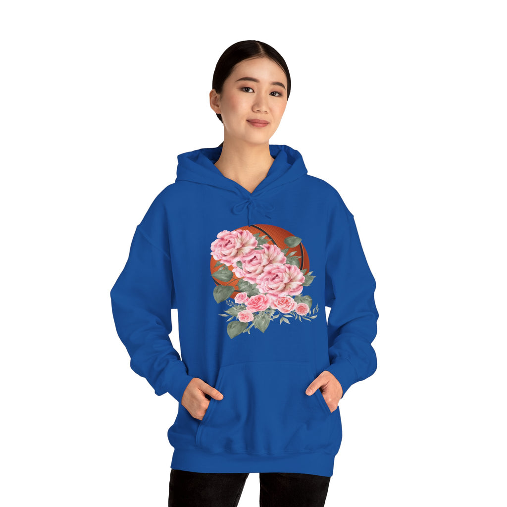 Basketball Floral Vintage Unisex Cozy Hooded Sweatshirt, Gift for Basketball Lovers