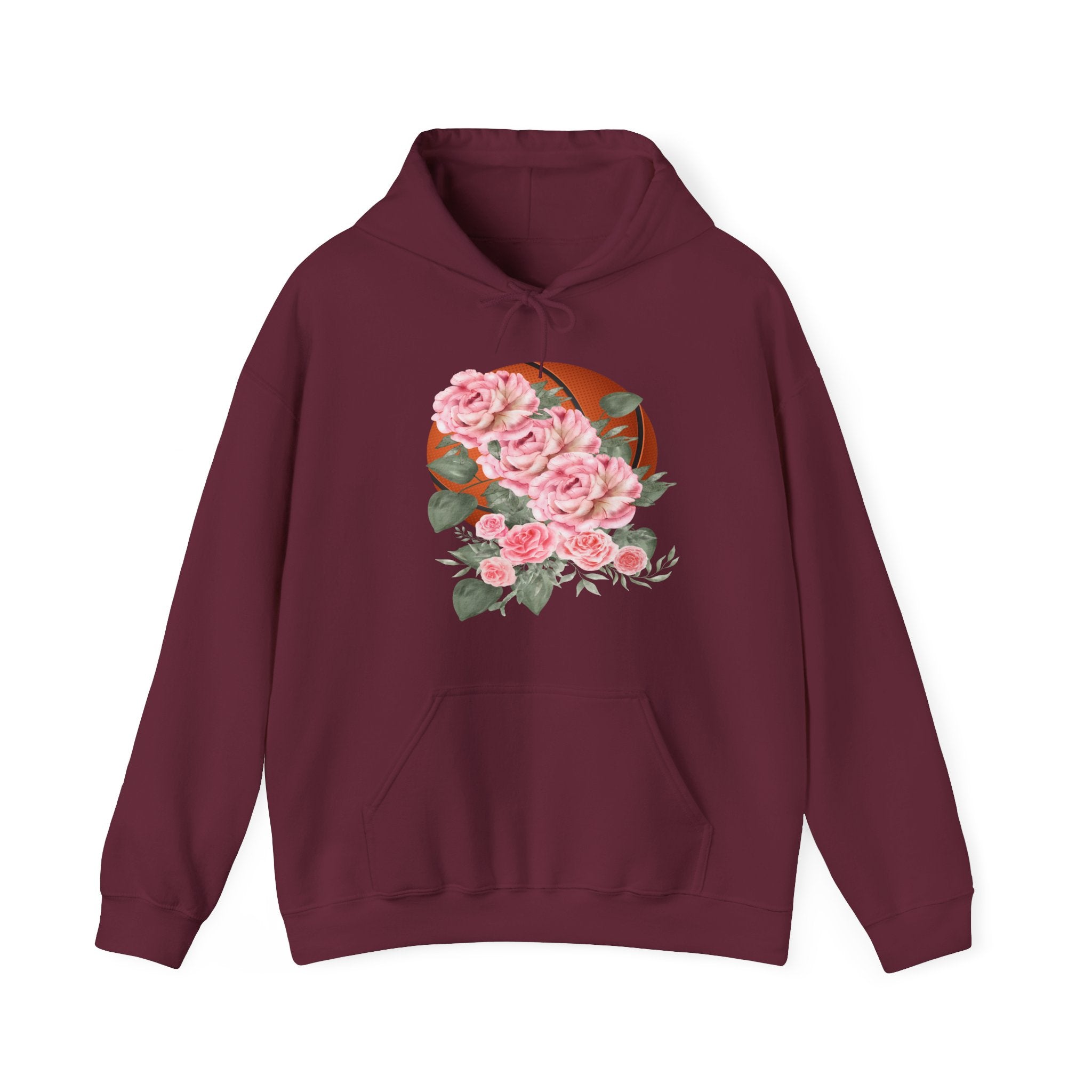 Basketball Floral Vintage Unisex Cozy Hooded Sweatshirt, Gift for Basketball Lovers