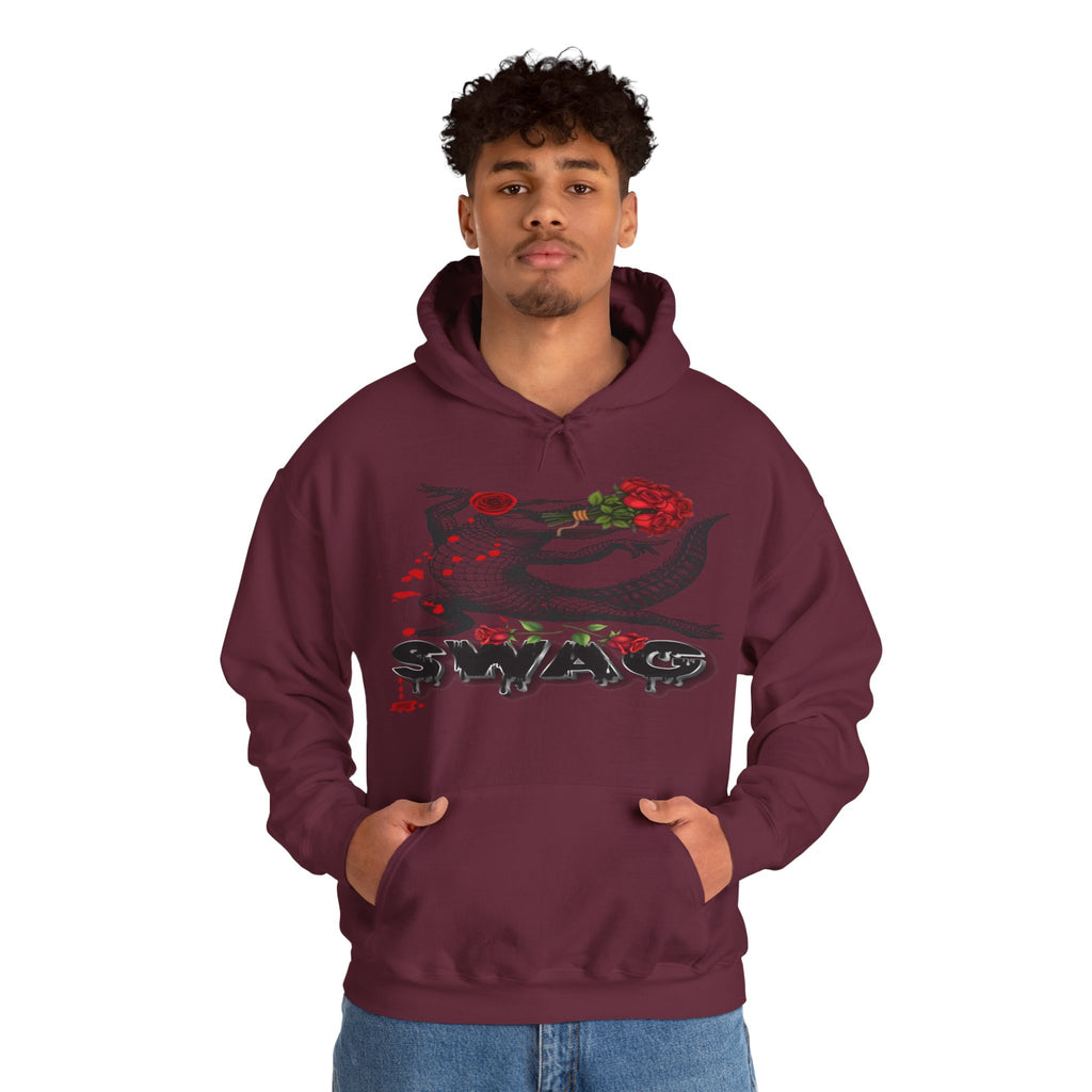 Swag Gator Floral Graphic Unisex Hooded Sweatshirt, Stylish Trend, Swag Wear, Everyday Wear