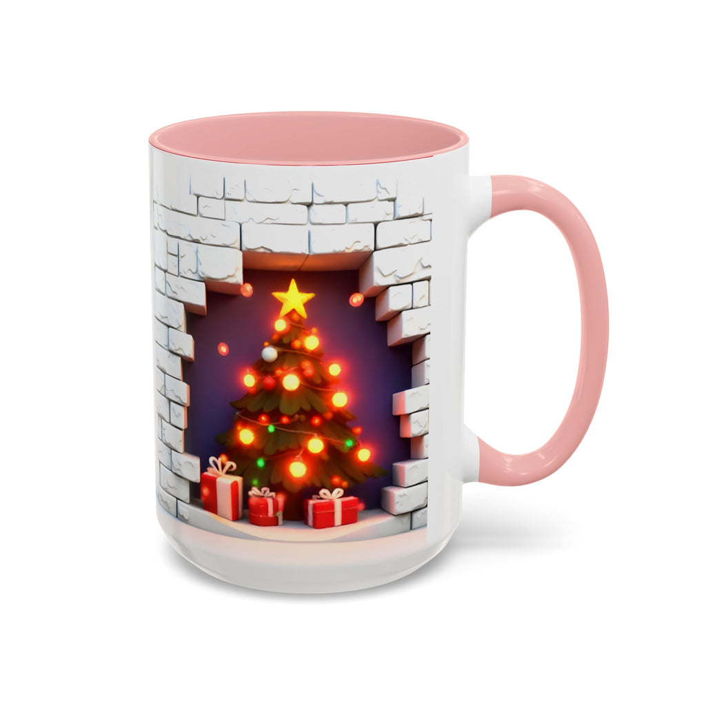 Christmas Tree Coffee Mug — Festive Fireplace Window Accent (15oz)