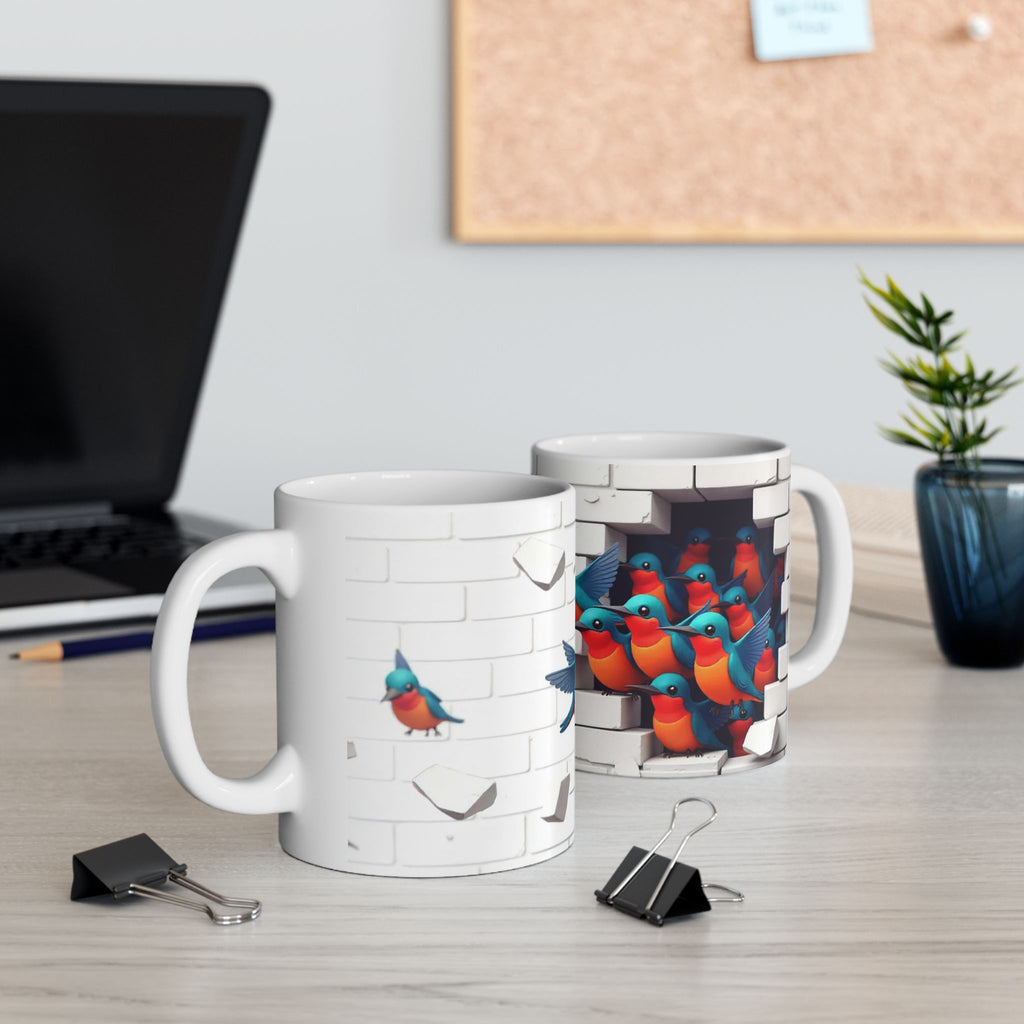 Colorful Kingfisher Ceramic Mug - Whimsical Bird Design for Nature Lovers