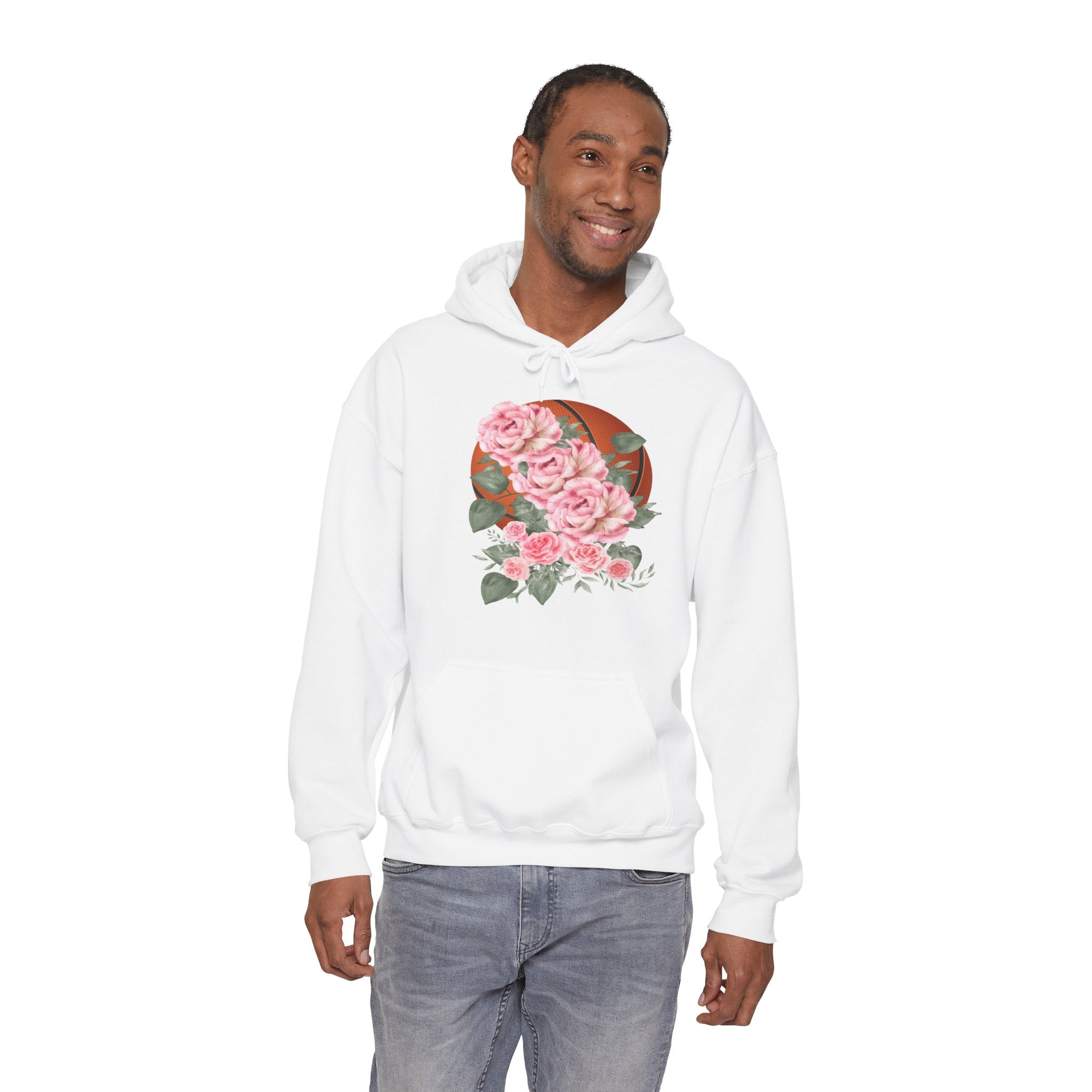 Basketball Floral Vintage Unisex Cozy Hooded Sweatshirt, Gift for Basketball Lovers