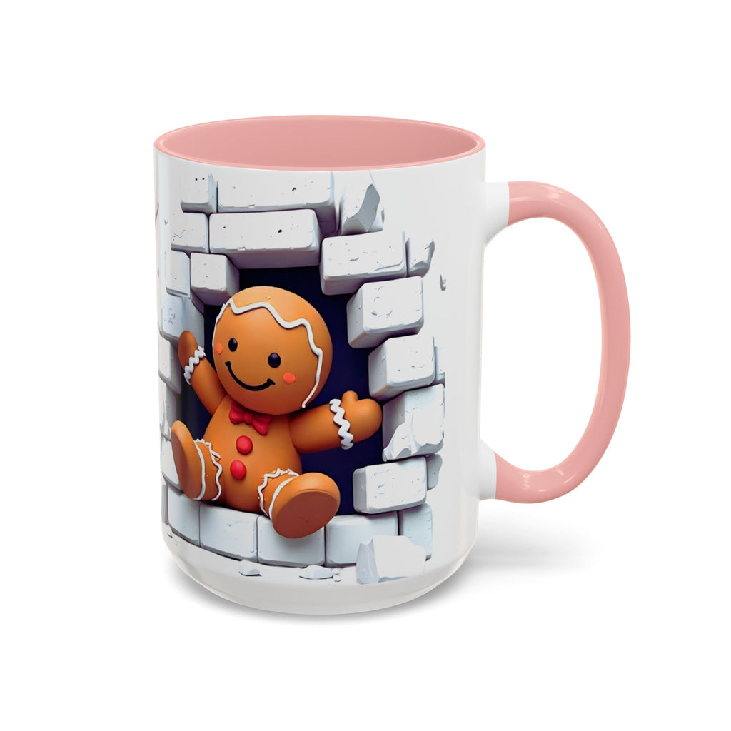 Gingerbread Brick Wall Breaker Mug — Cute Holiday Coffee Cup (15oz)