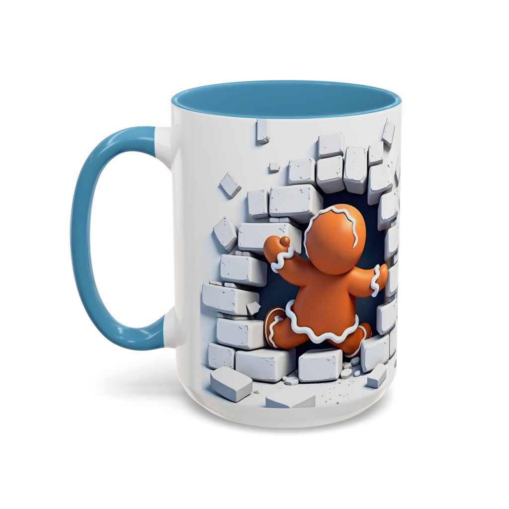 Gingerbread Brick Wall Breaker Mug — Cute Holiday Coffee Cup (15oz)