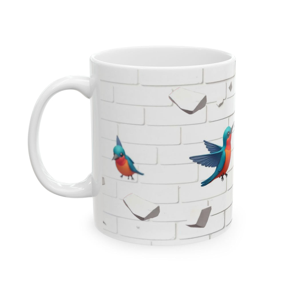 Colorful Kingfisher Ceramic Mug - Whimsical Bird Design for Nature Lovers