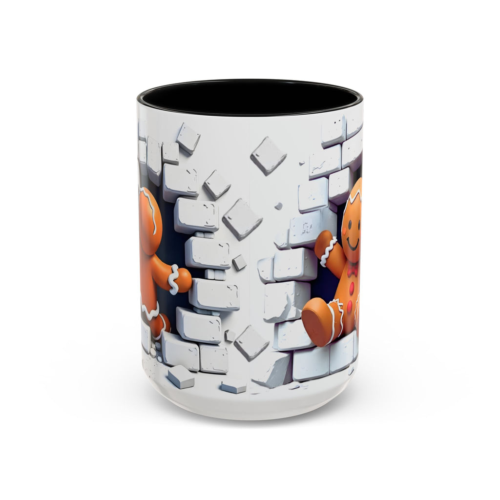 Gingerbread Brick Wall Breaker Mug — Cute Holiday Coffee Cup (15oz)