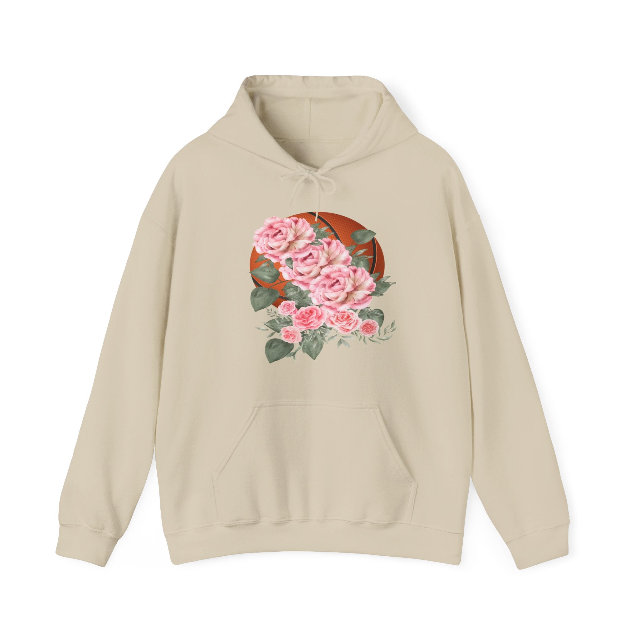 Basketball Floral Vintage Unisex Cozy Hooded Sweatshirt, Gift for Basketball Lovers