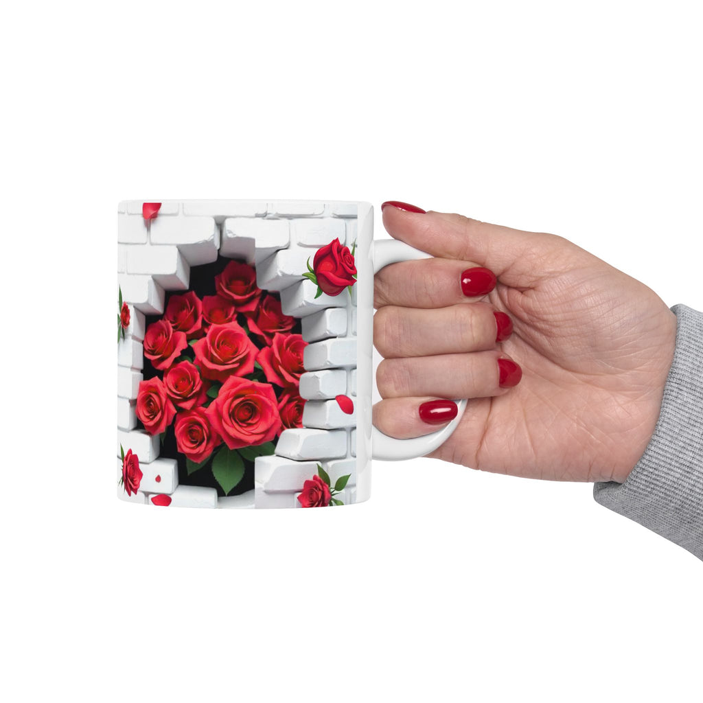 Romantic Rose Ceramic Mug, Floral Coffee Cup, Gift for Her, Home Decor, Valentine's Day, Mother's Day, Tea Lover's Mug