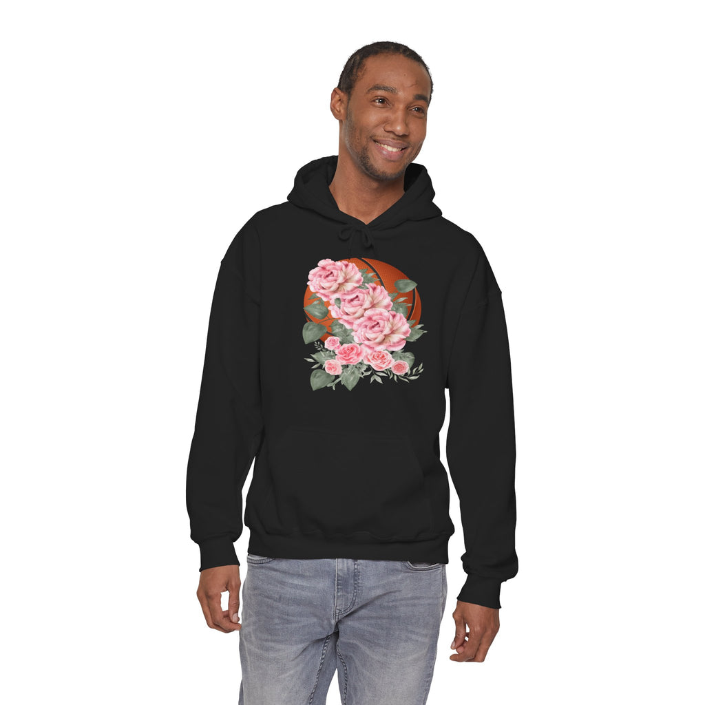 Basketball Floral Vintage Unisex Cozy Hooded Sweatshirt, Gift for Basketball Lovers