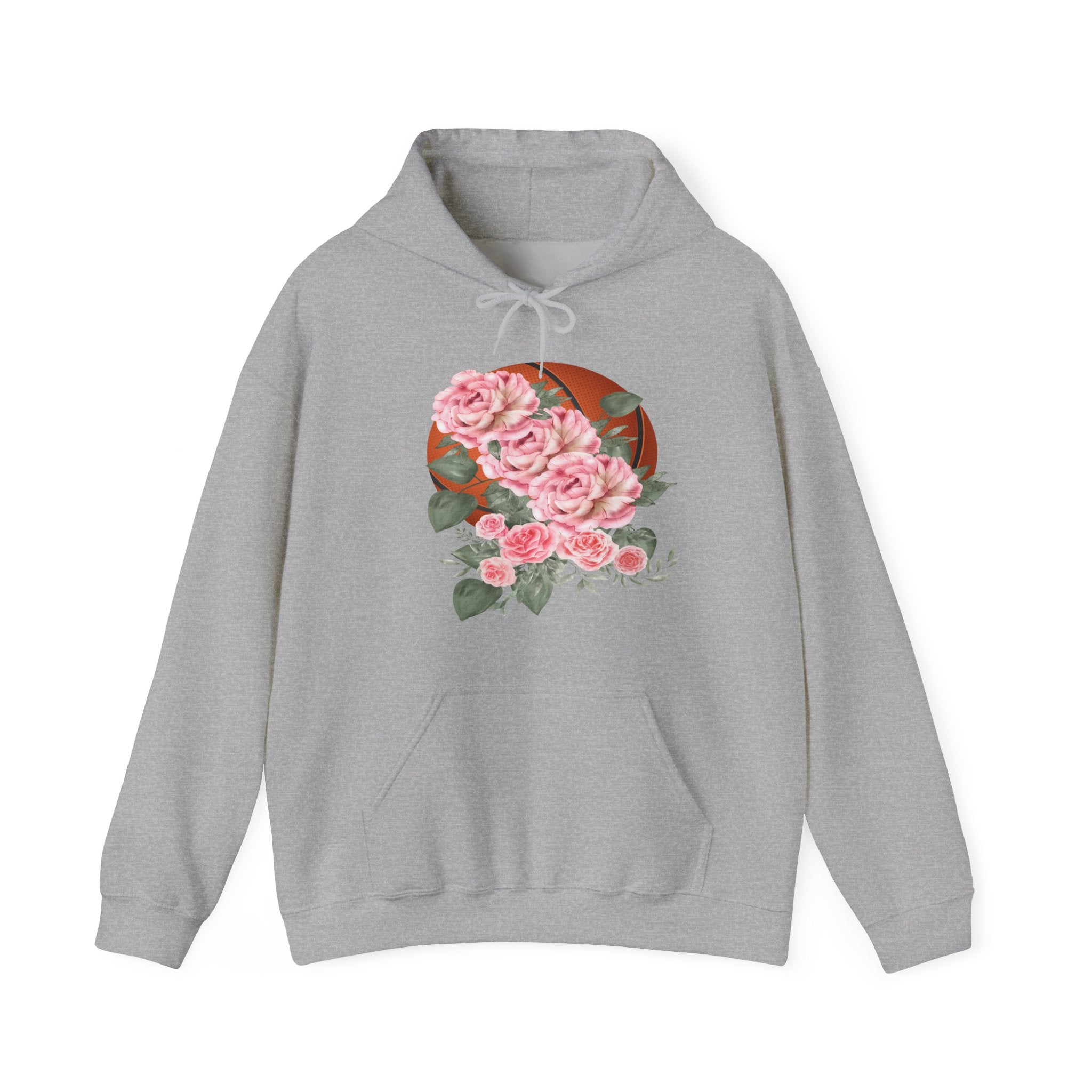 Basketball Floral Vintage Unisex Cozy Hooded Sweatshirt, Gift for Basketball Lovers