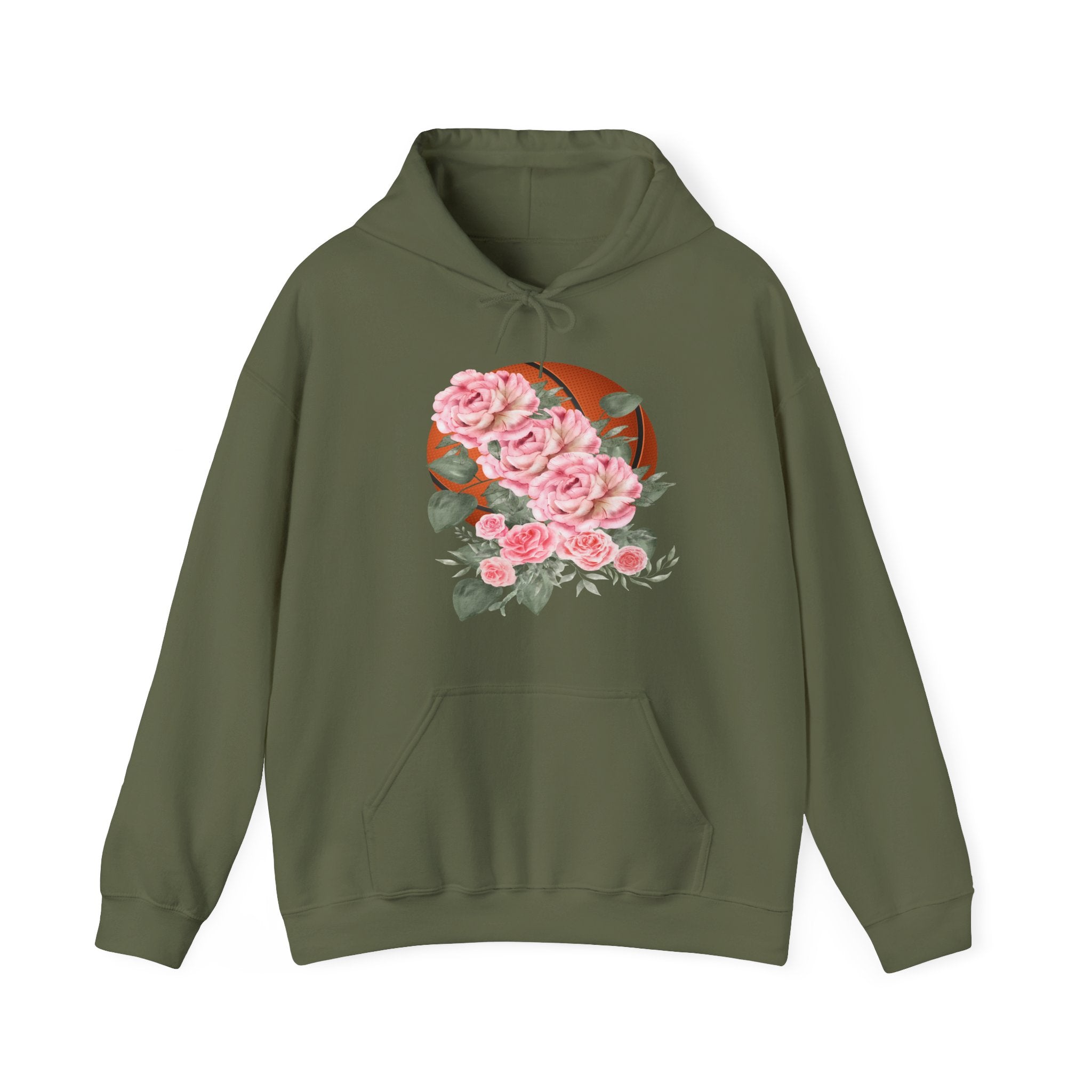 Basketball Floral Vintage Unisex Cozy Hooded Sweatshirt, Gift for Basketball Lovers