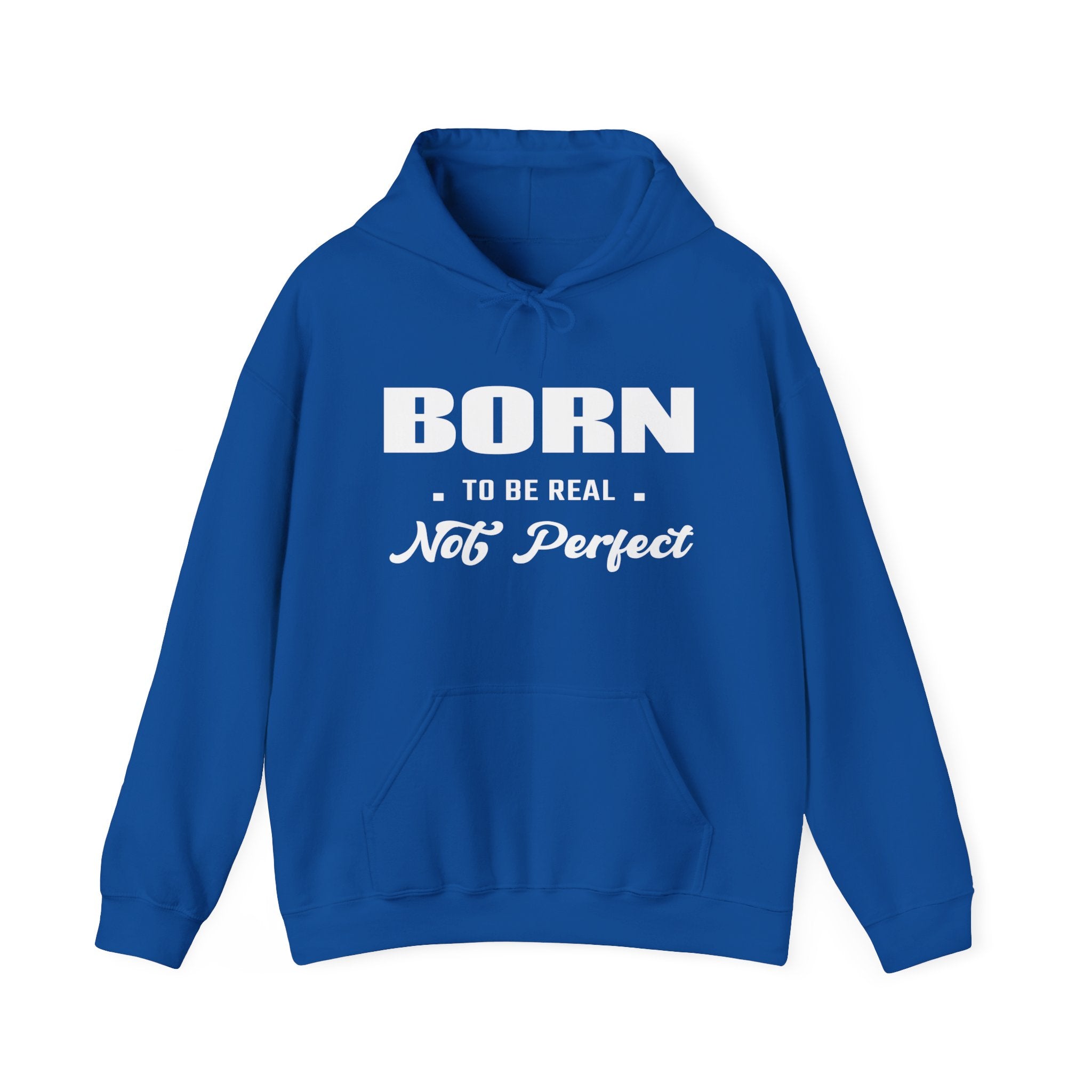Born Real, Not Perfect, Cozy Unisex Heavy Blend Hooded Sweatshirt – Black