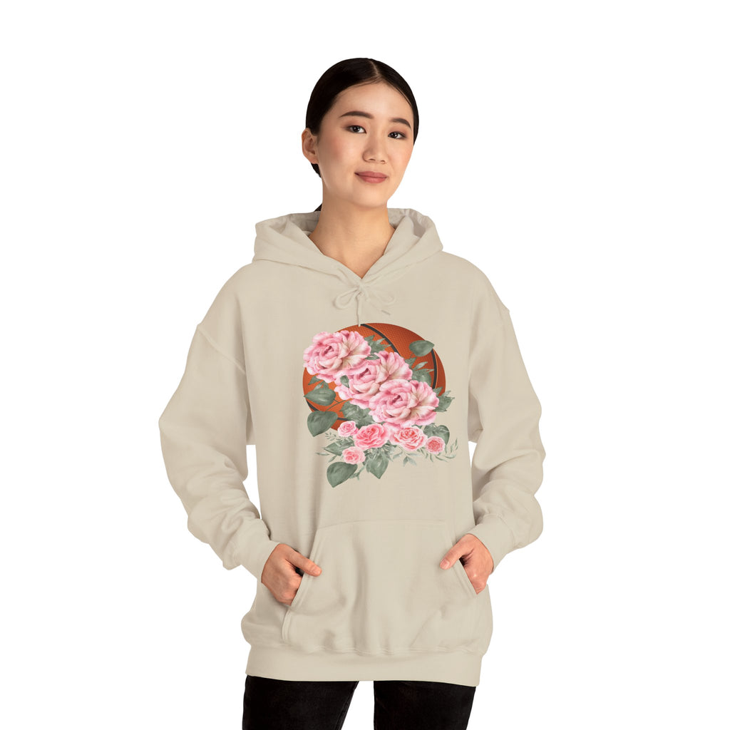 Basketball Floral Vintage Unisex Cozy Hooded Sweatshirt, Gift for Basketball Lovers