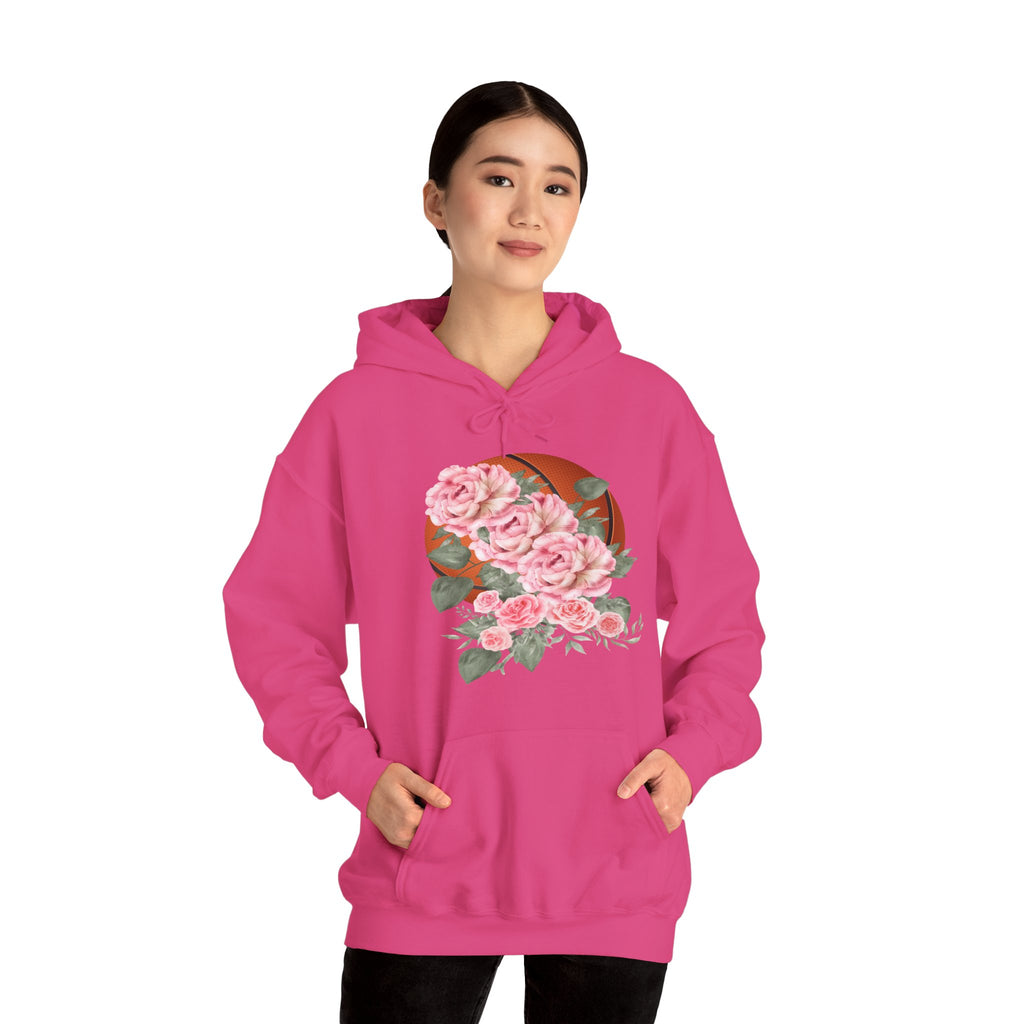 Basketball Floral Vintage Unisex Cozy Hooded Sweatshirt, Gift for Basketball Lovers