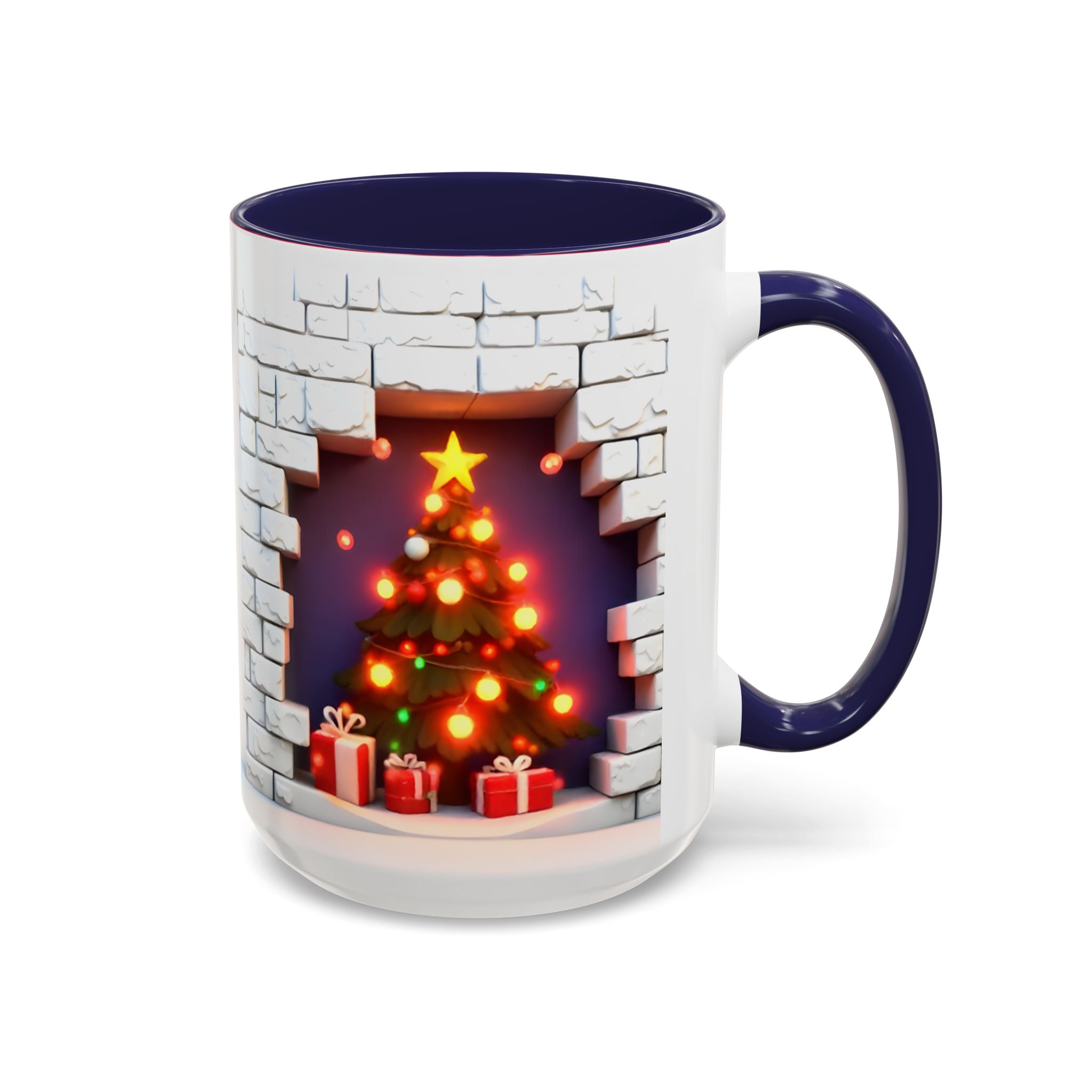Christmas Tree Coffee Mug — Festive Fireplace Window Accent (15oz)