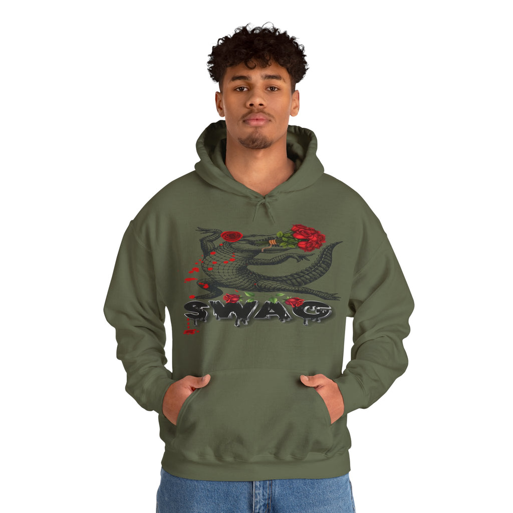 Swag Gator Floral Graphic Unisex Hooded Sweatshirt, Stylish Trend, Swag Wear, Everyday Wear