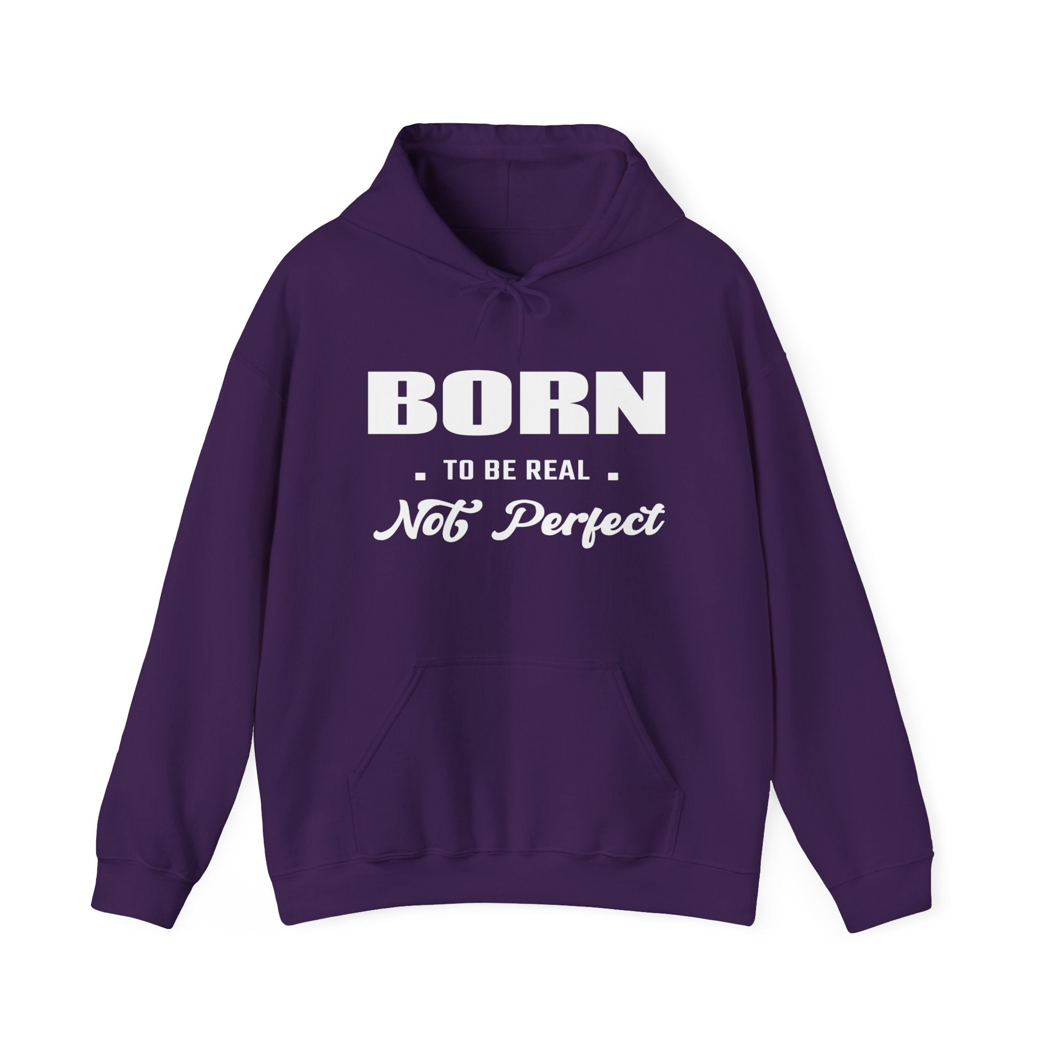 Born Real, Not Perfect, Cozy Unisex Heavy Blend Hooded Sweatshirt – Black