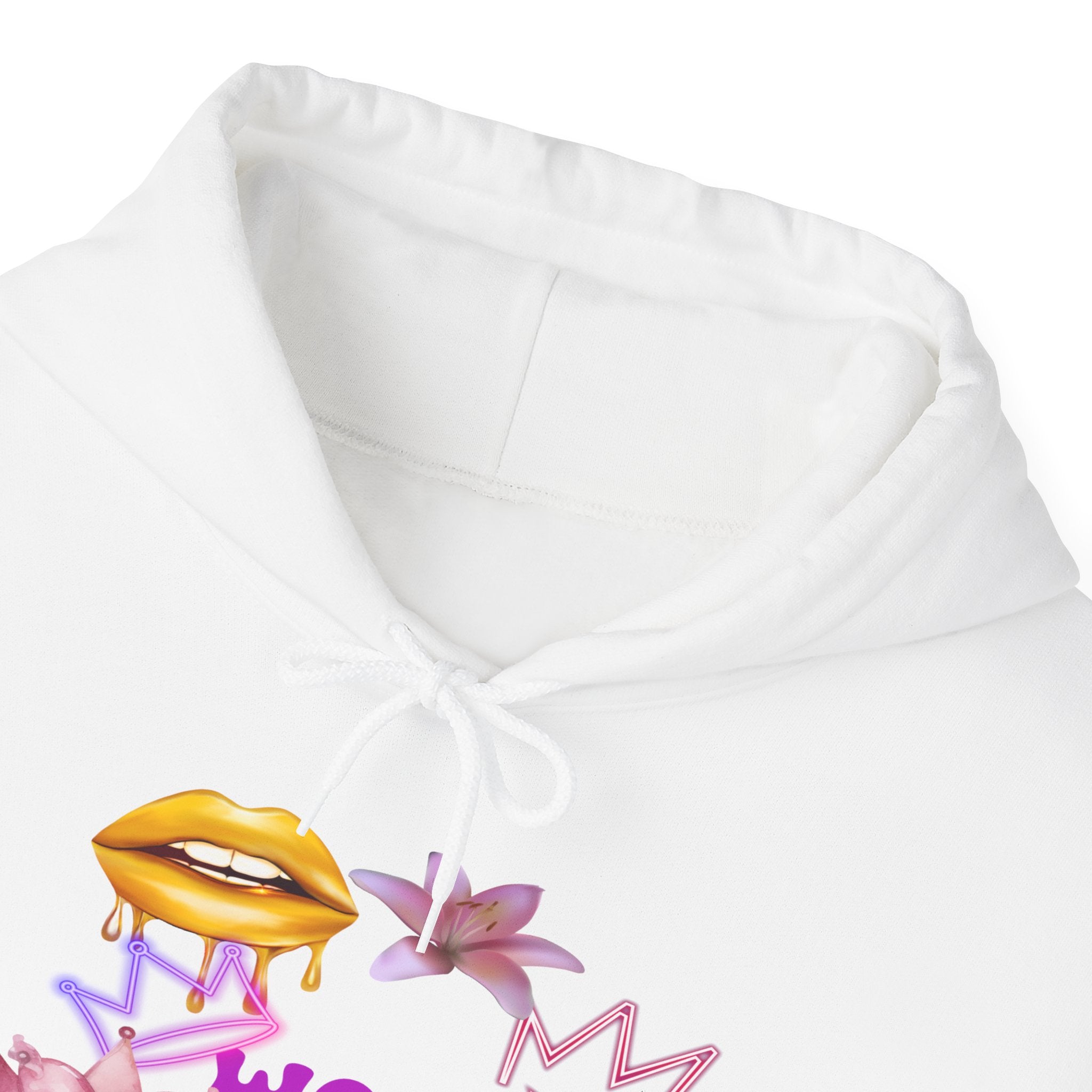 Worth the Wait Hoodie — Feminine Pink Lips & Floral Graphic Sweatshirt