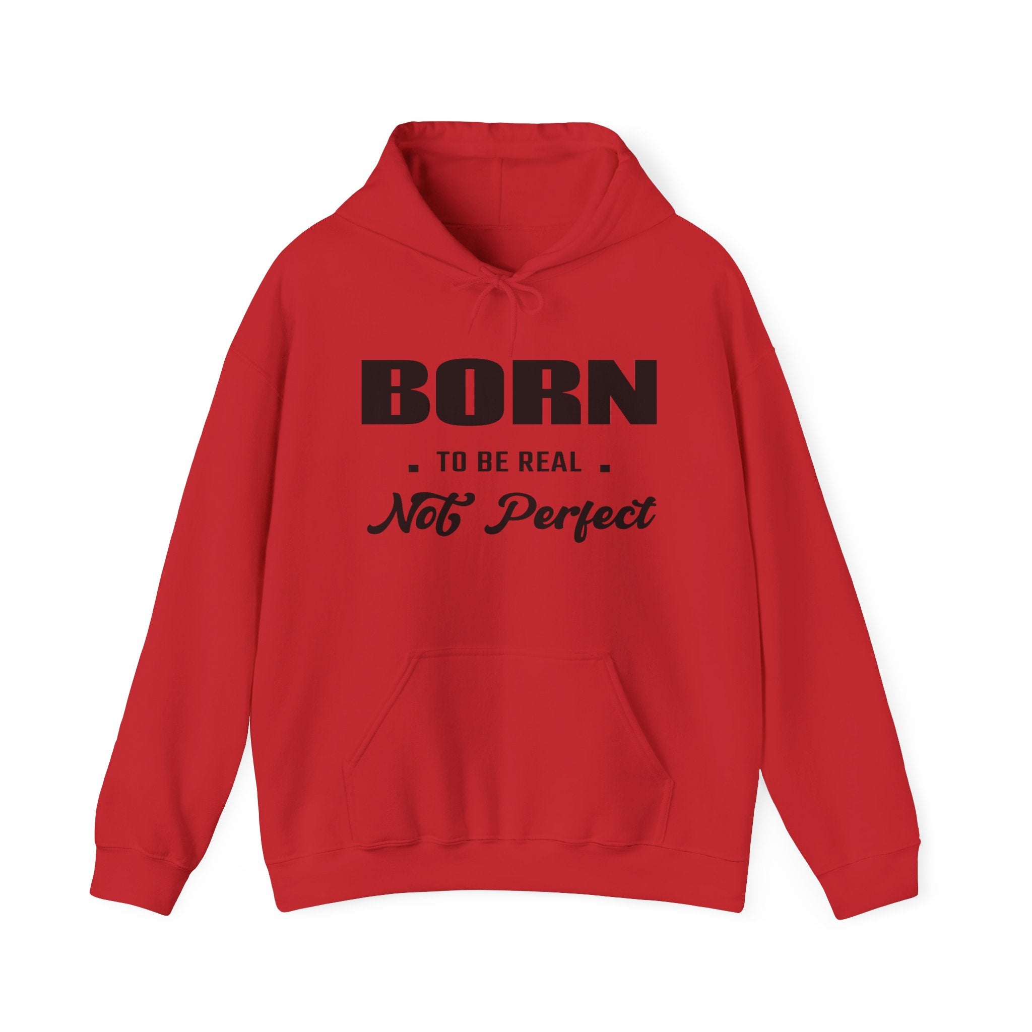 Born Real, Not Perfect, Cozy Unisex Heavy Blend Hooded Sweatshirt – White