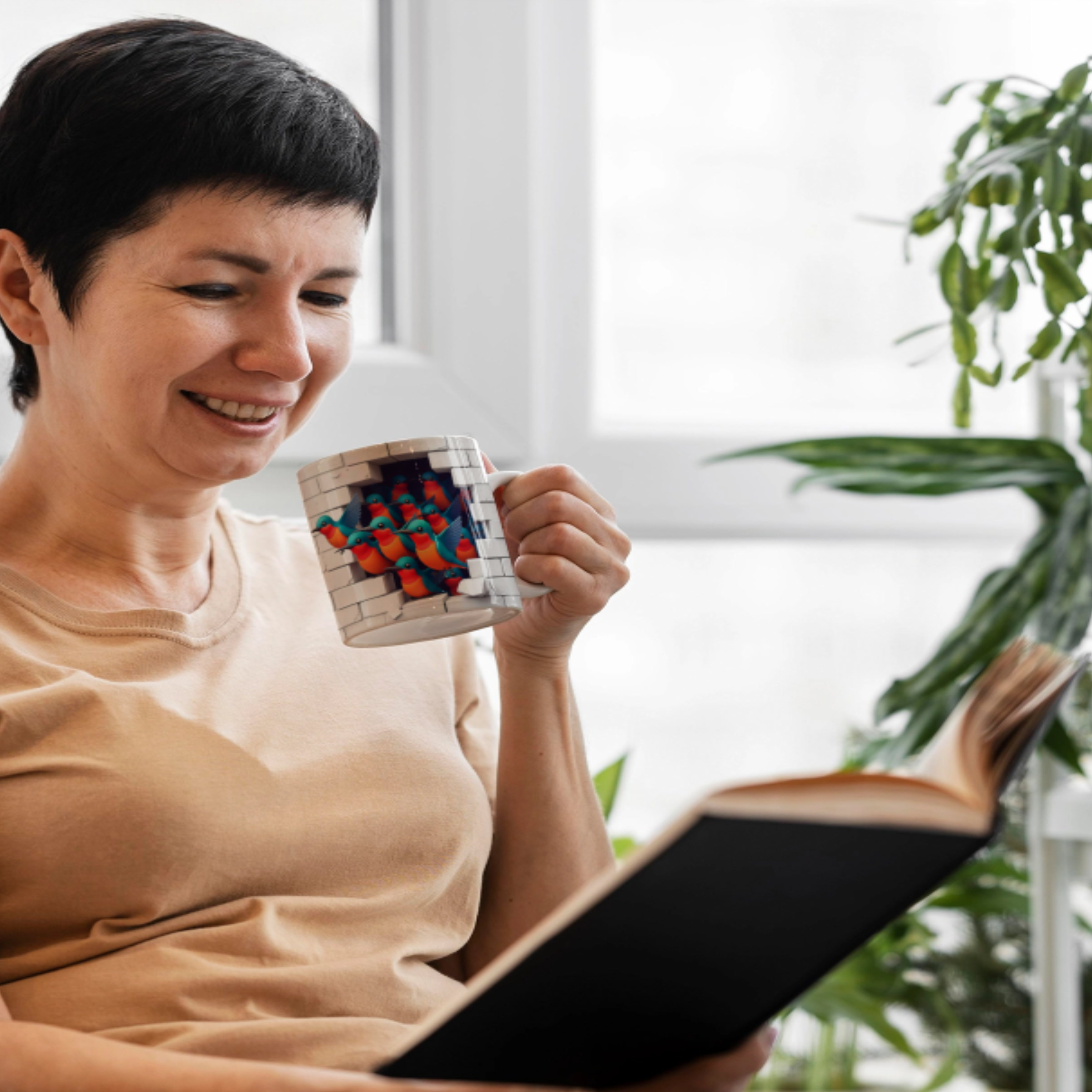 Colorful Kingfisher Ceramic Mug - Whimsical Bird Design for Nature Lovers