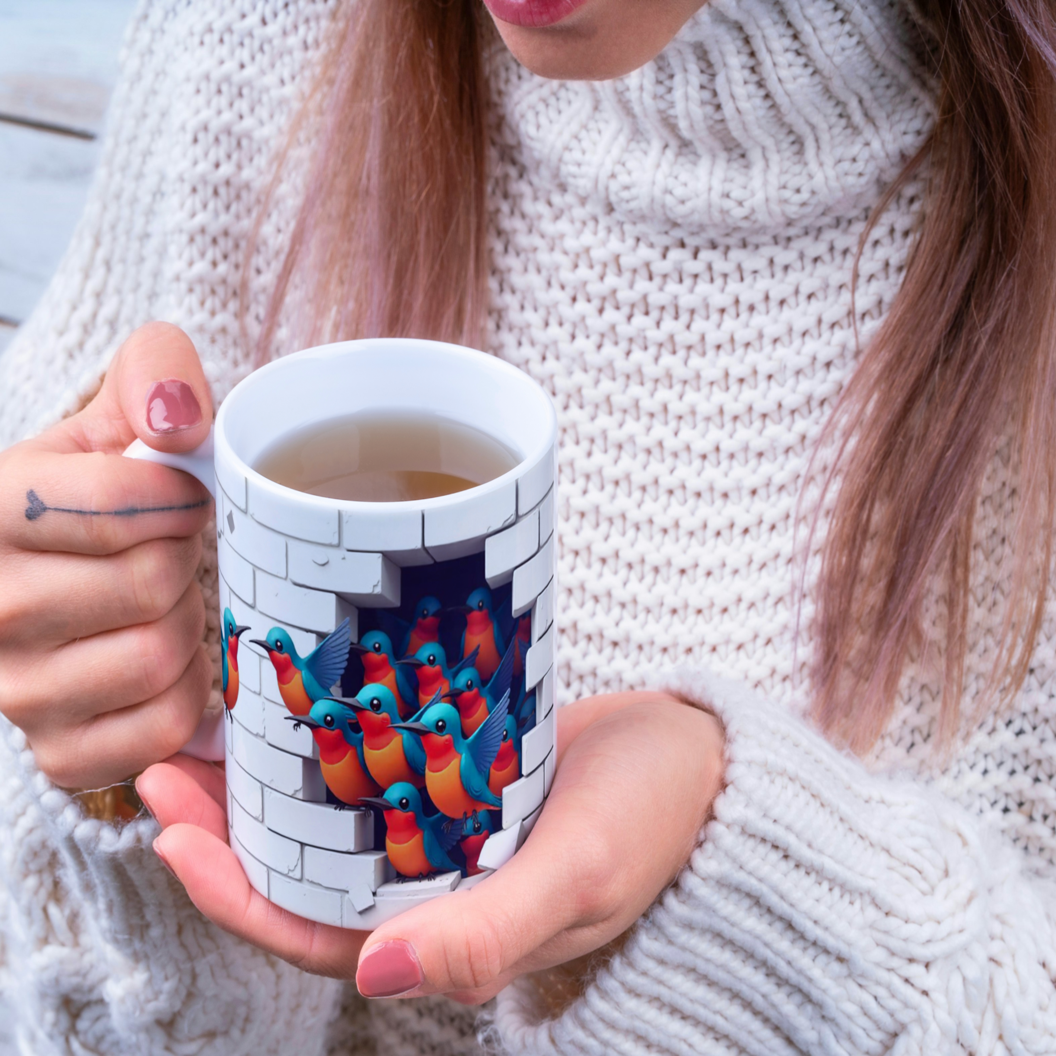 Colorful Kingfisher Ceramic Mug - Whimsical Bird Design for Nature Lovers