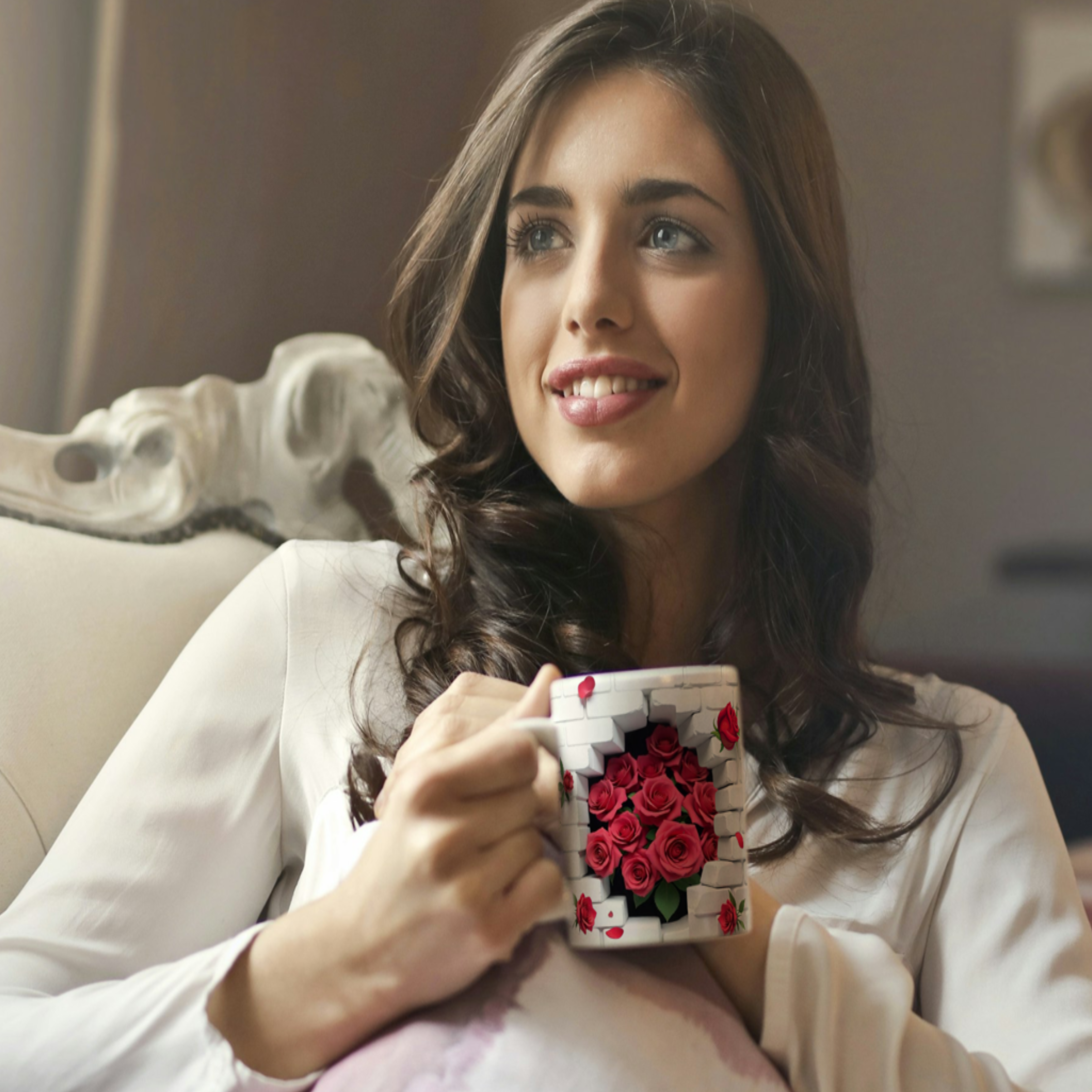 Romantic Rose Ceramic Mug, Floral Coffee Cup, Gift for Her, Home Decor, Valentine's Day, Mother's Day, Tea Lover's Mug