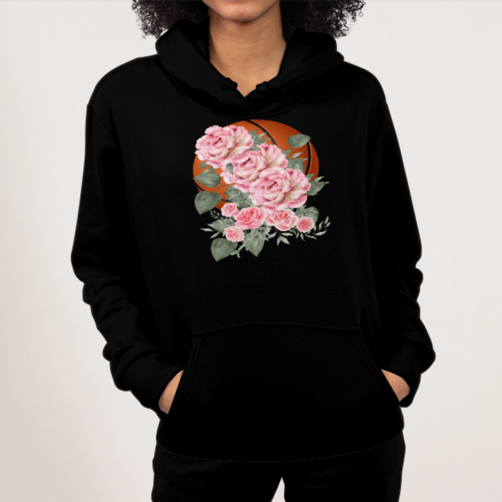 Basketball Floral Vintage Unisex Cozy Hooded Sweatshirt, Gift for Basketball Lovers