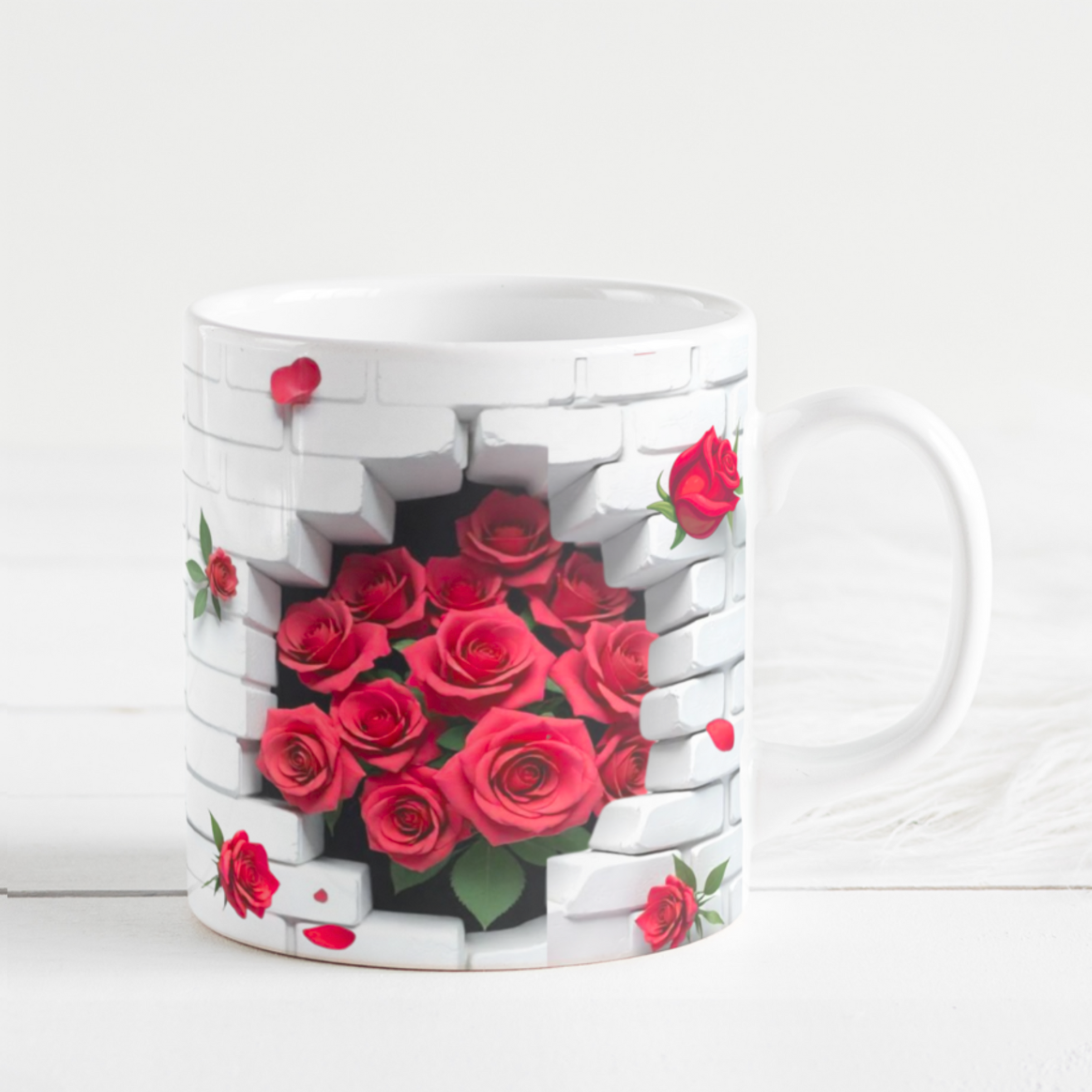 Romantic Rose Ceramic Mug, Floral Coffee Cup, Gift for Her, Home Decor, Valentine's Day, Mother's Day, Tea Lover's Mug
