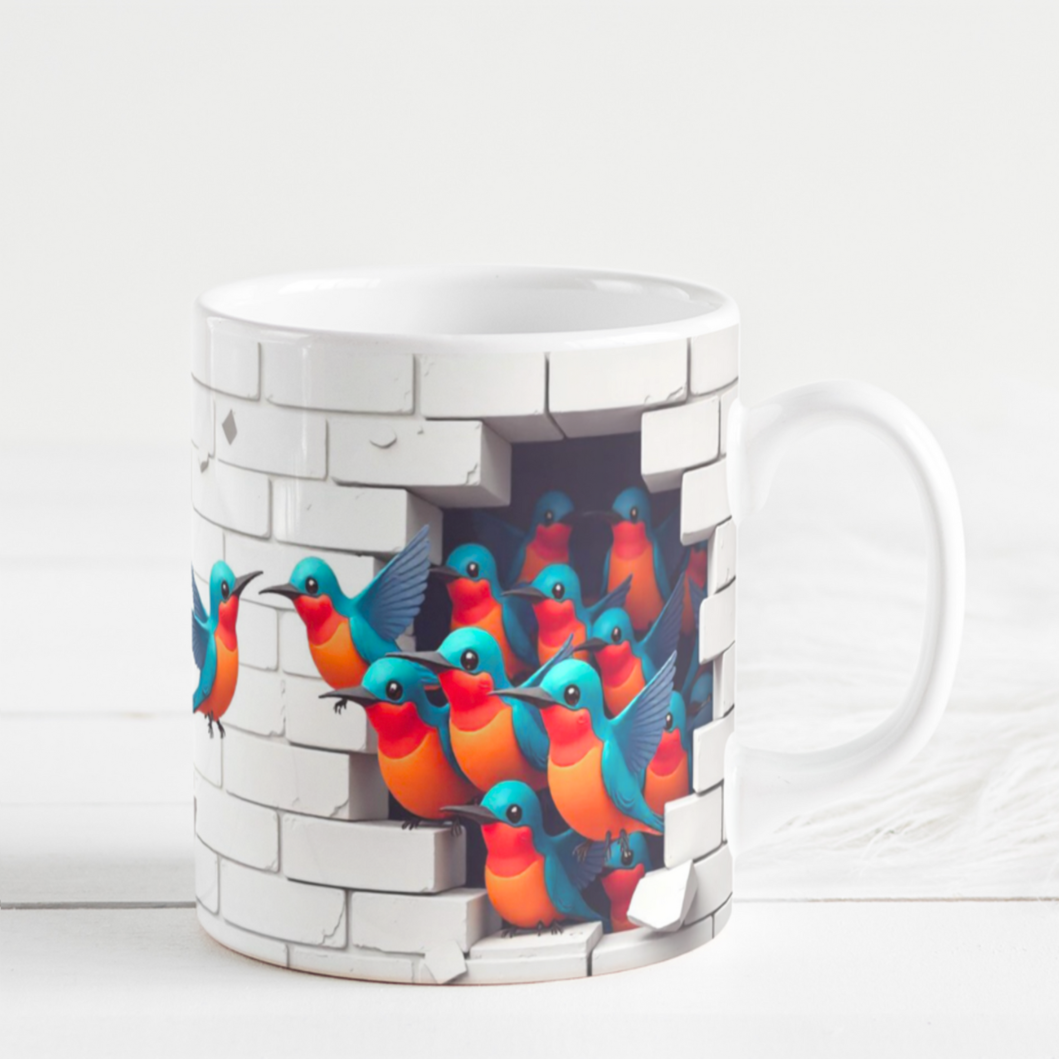Colorful Kingfisher Ceramic Mug - Whimsical Bird Design for Nature Lovers