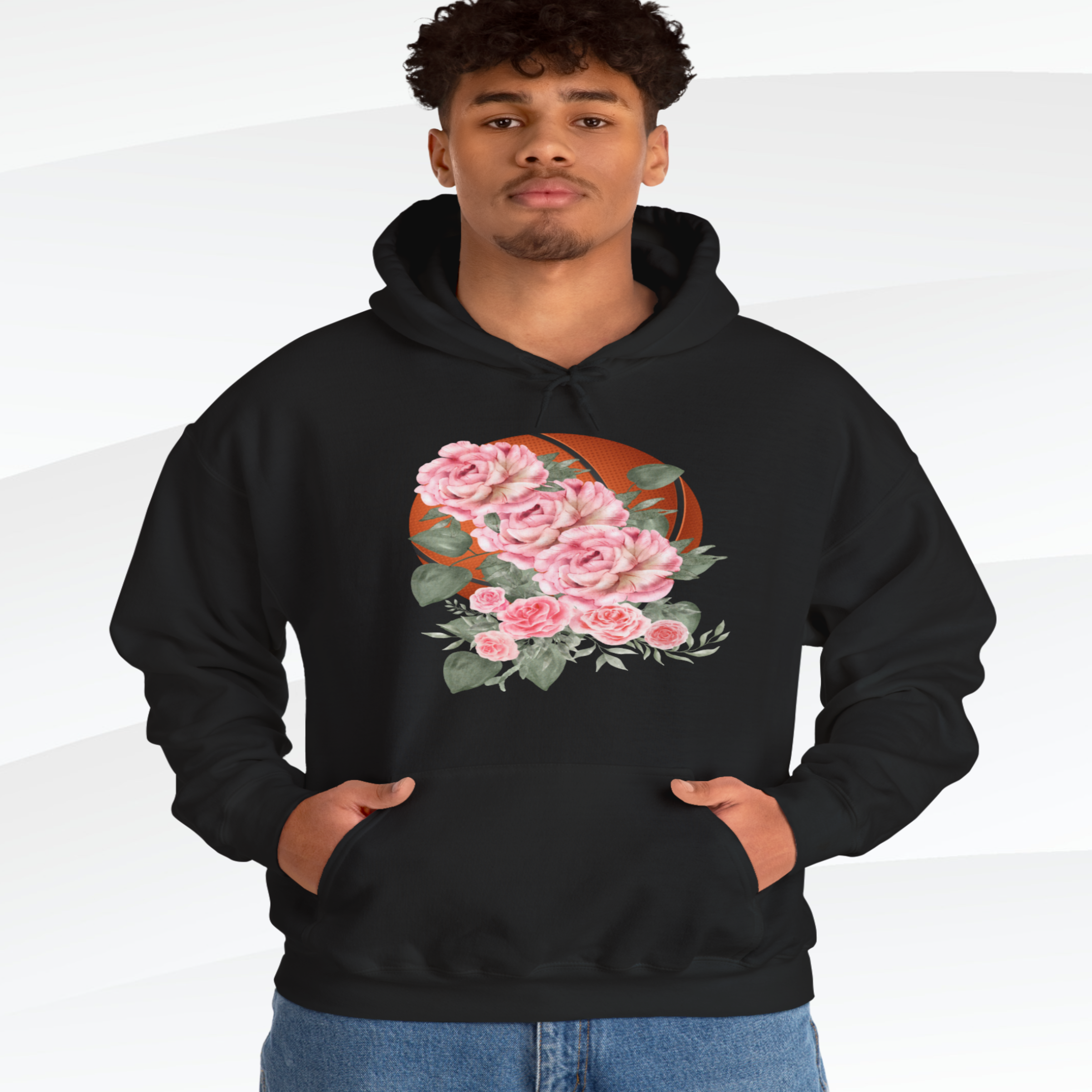 Basketball Floral Vintage Unisex Cozy Hooded Sweatshirt, Gift for Basketball Lovers