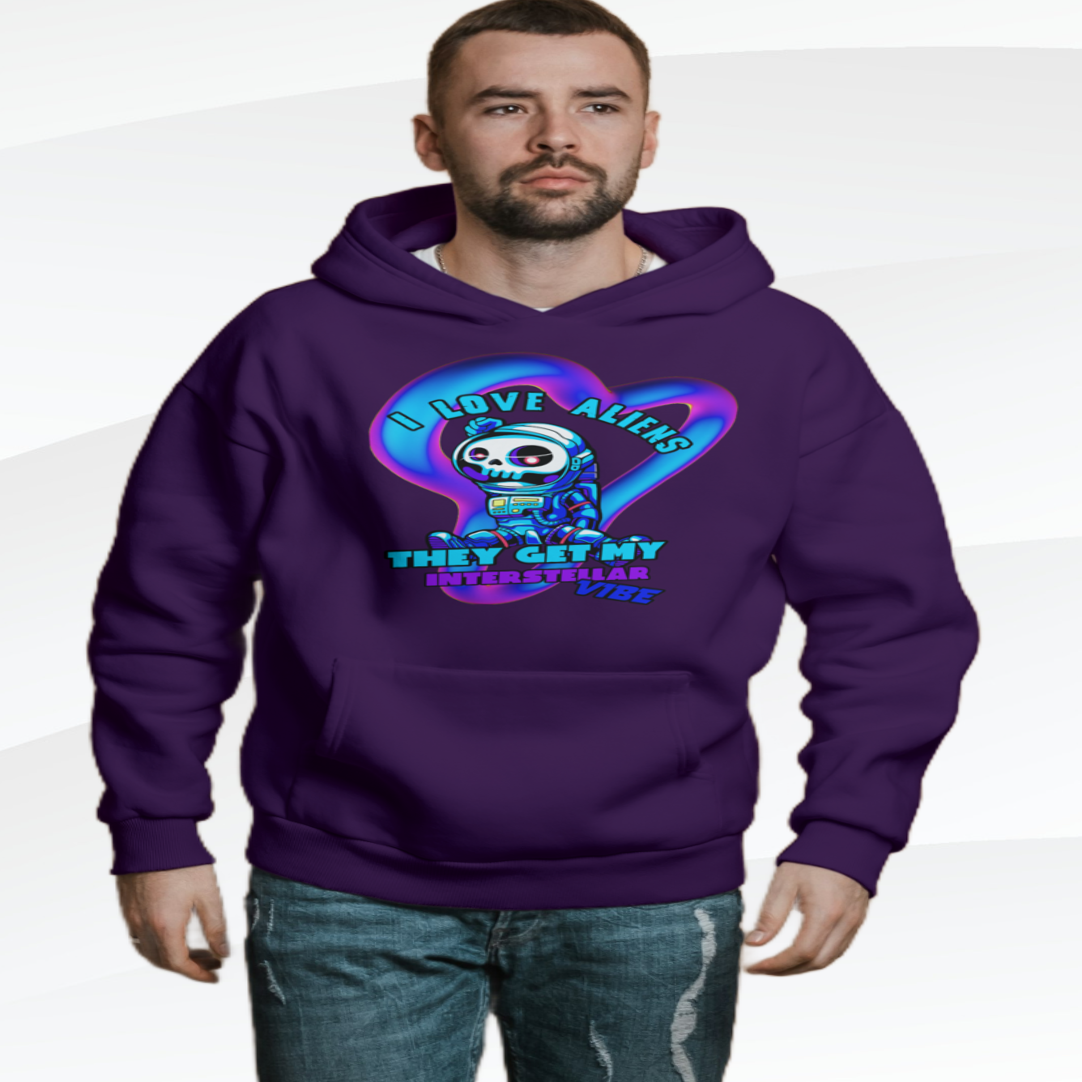 "I Love Aliens Vibes" Vibrant Graphic Astronaut Hoodie: Unisex Heavy Blend™ Sweatshirt for Cozy Relaxation, Gift for Friends, Cool Casual Wear, Layering Essential, [...]