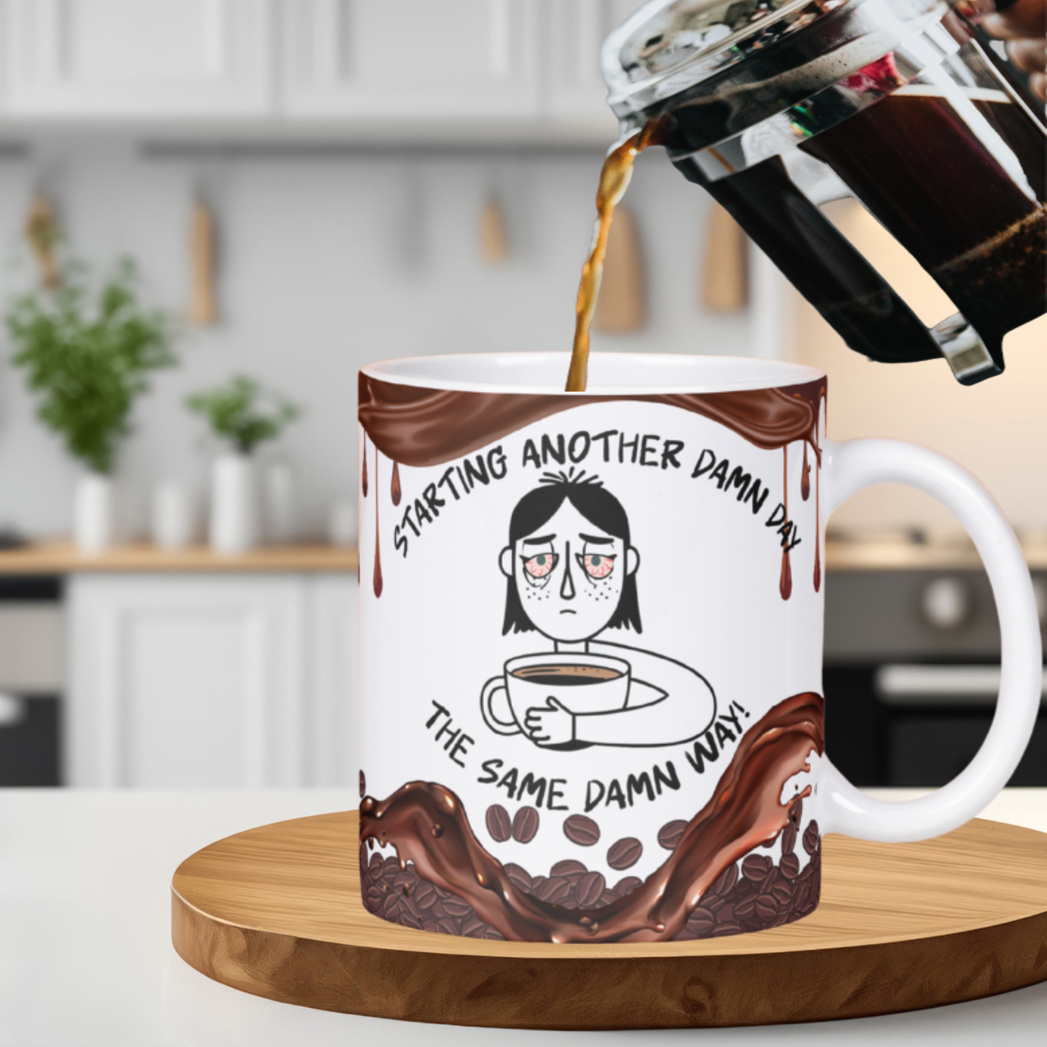 Funny Coffee Mug - "Starting Another Damn Day"