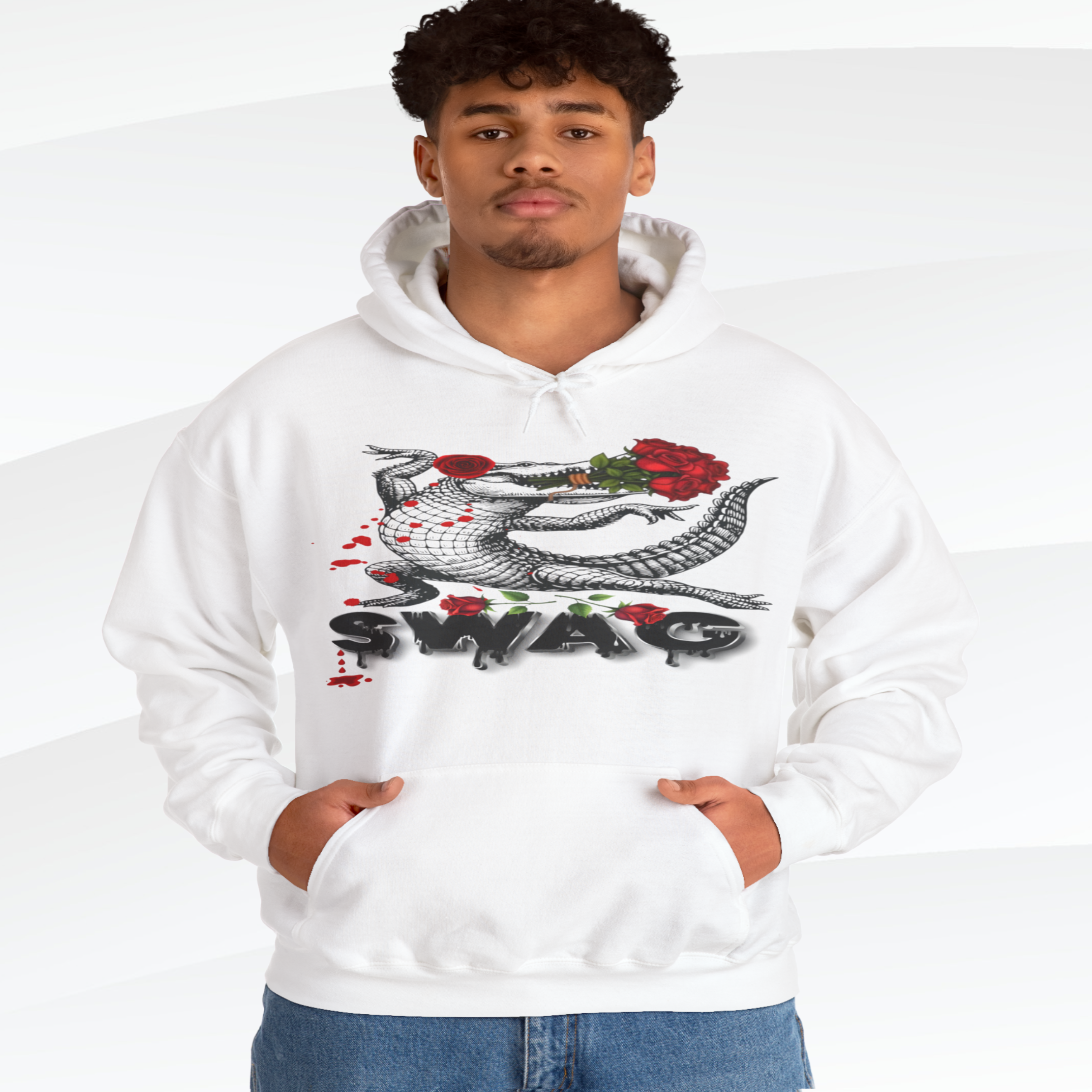 Swag Gator Floral Graphic Unisex Hooded Sweatshirt, Stylish Trend, Swag Wear, Everyday Wear
