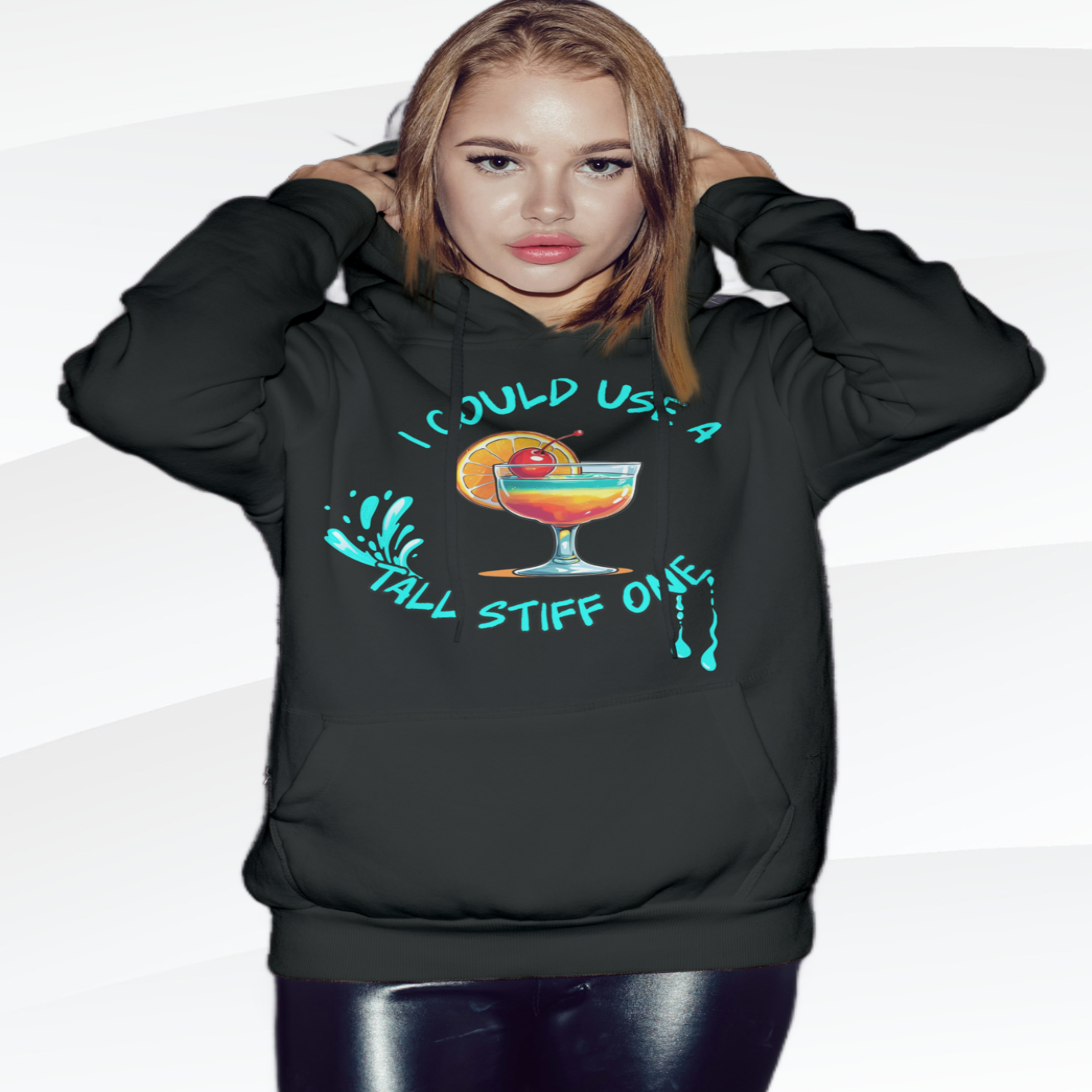 I Could Use a Tall Stiff One Hoodie | Fun Unisex Sweatshirt for Cocktail Lovers