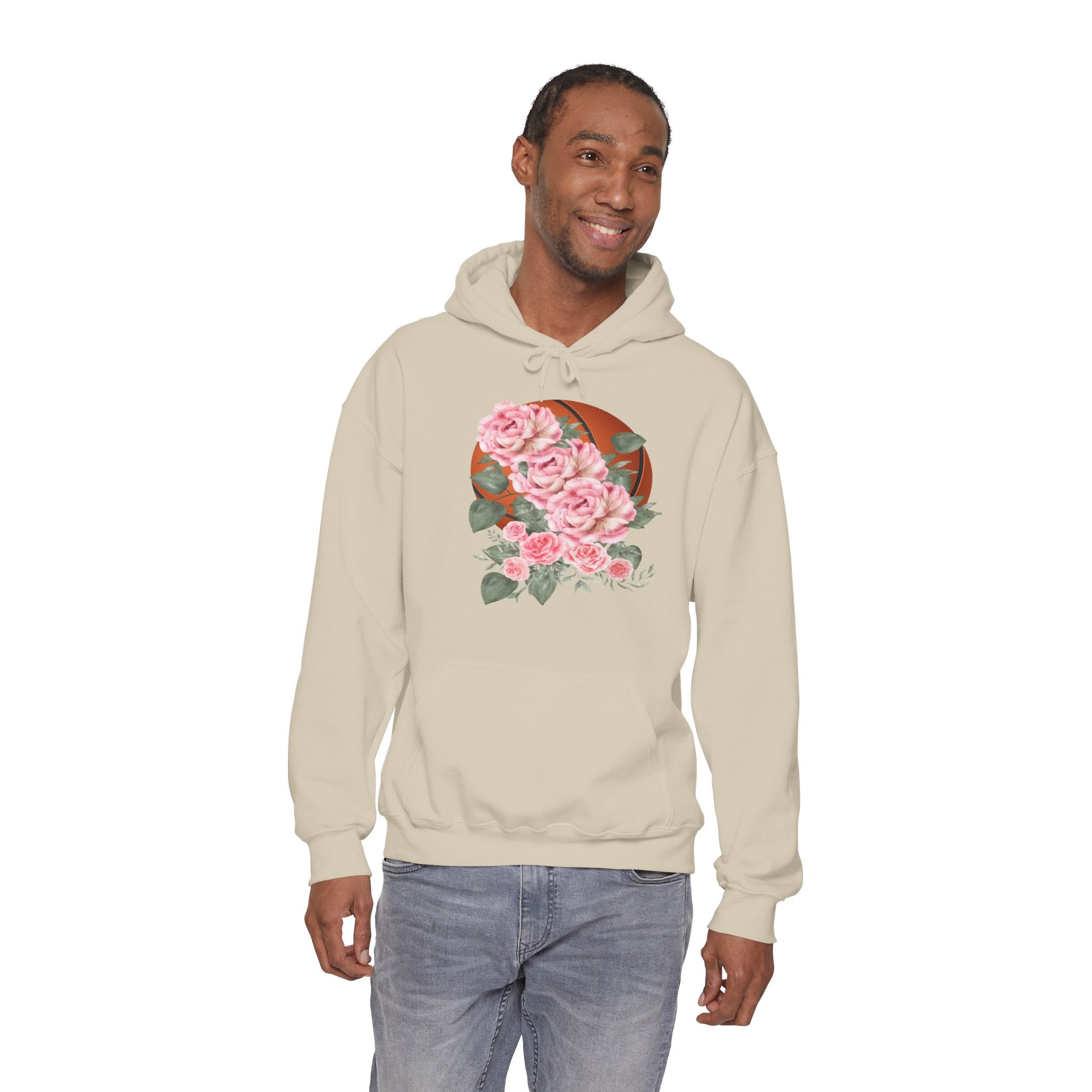 Basketball Floral Vintage Unisex Cozy Hooded Sweatshirt, Gift for Basketball Lovers