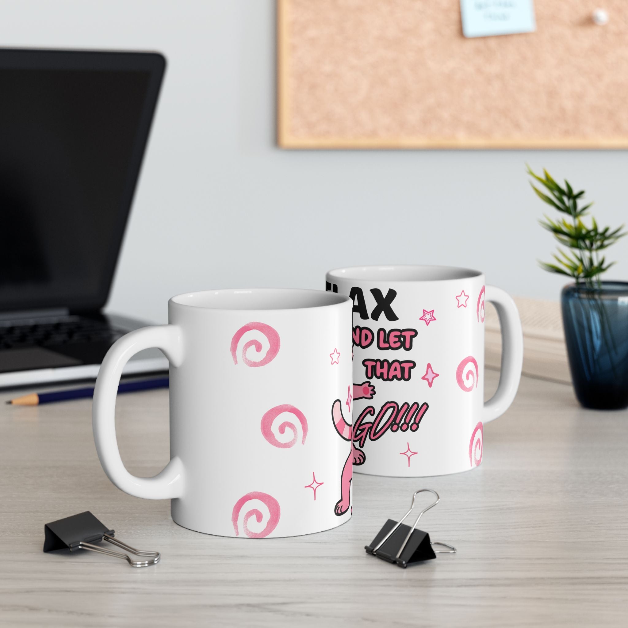 Funny Cat Quote Ceramic Mug - Relax and Let That Shit Go