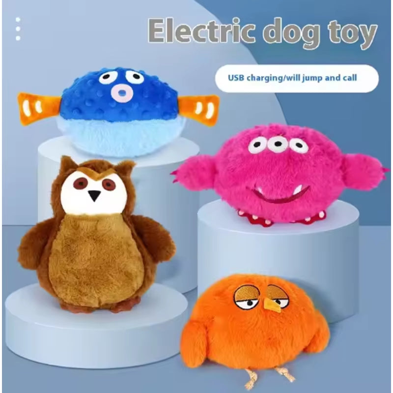 Intelligent Automatic Rolling Ball Sound Emitting Eco-Friendly Plush Bouncing Dog Plush Toy