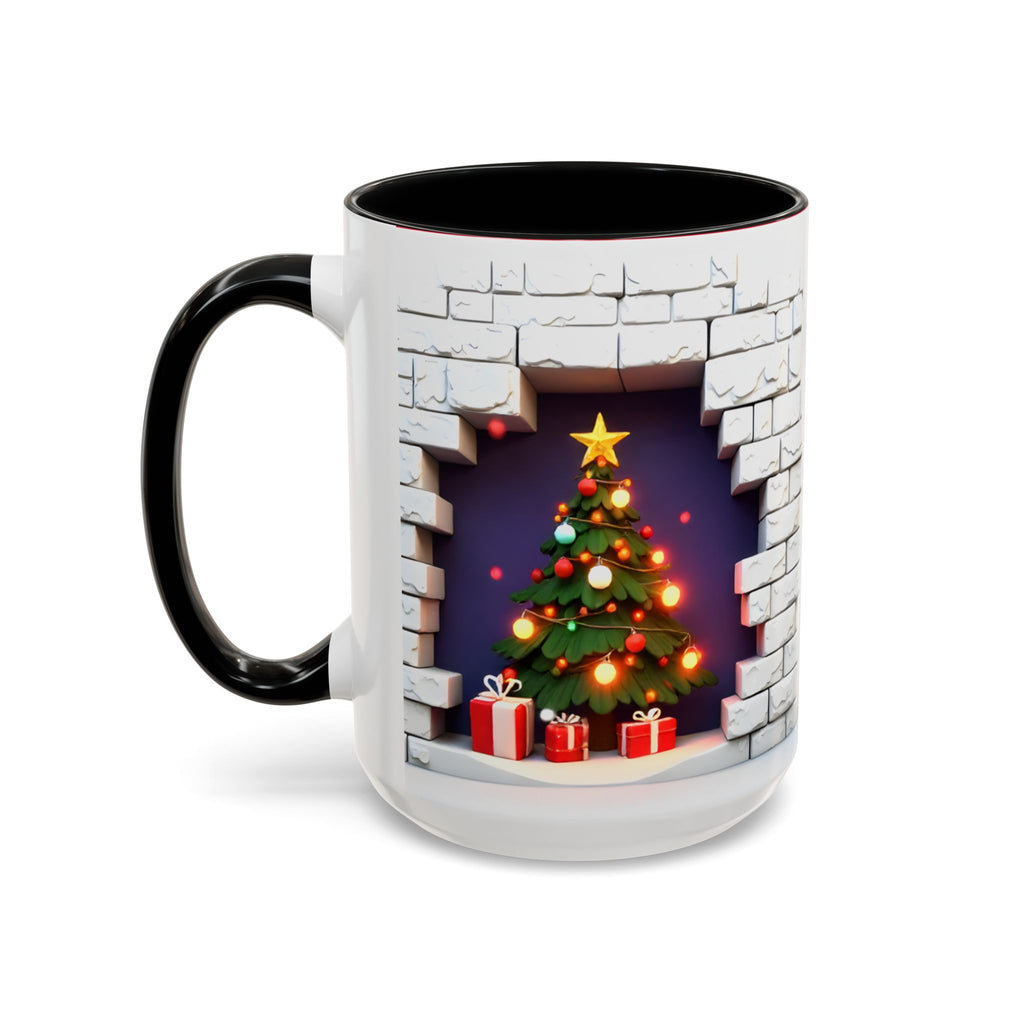 Christmas Tree Coffee Mug — Festive Fireplace Window Accent (15oz)